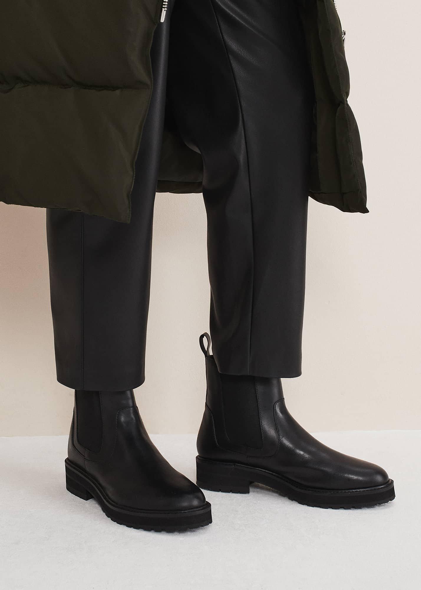 Casual Leather Pull On Ankle Boots