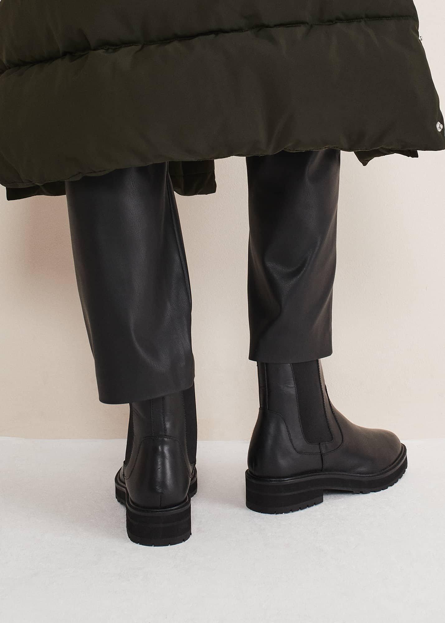 Casual Leather Pull On Ankle Boots