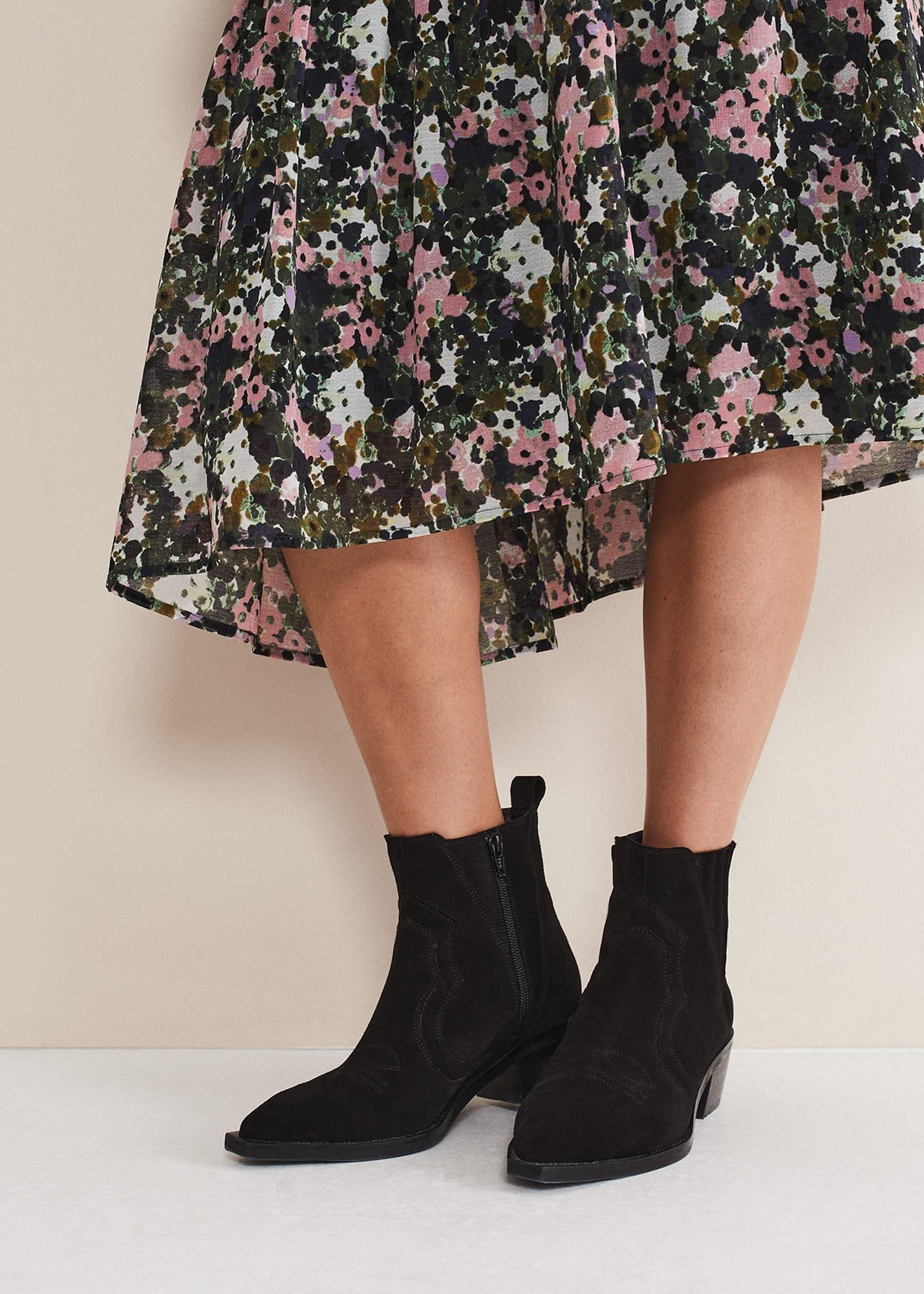 Stitch Detail Suede Ankle Boot