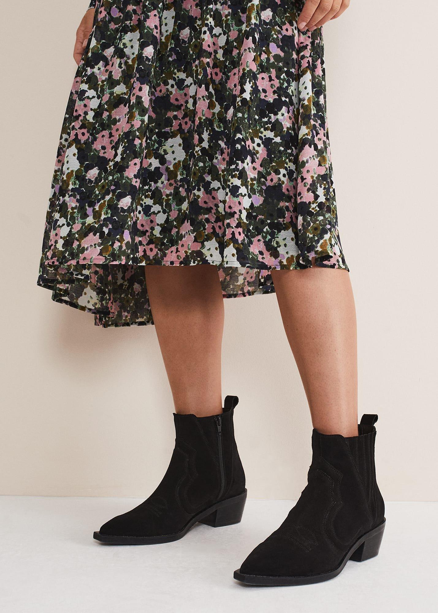 Stitch Detail Suede Ankle Boot