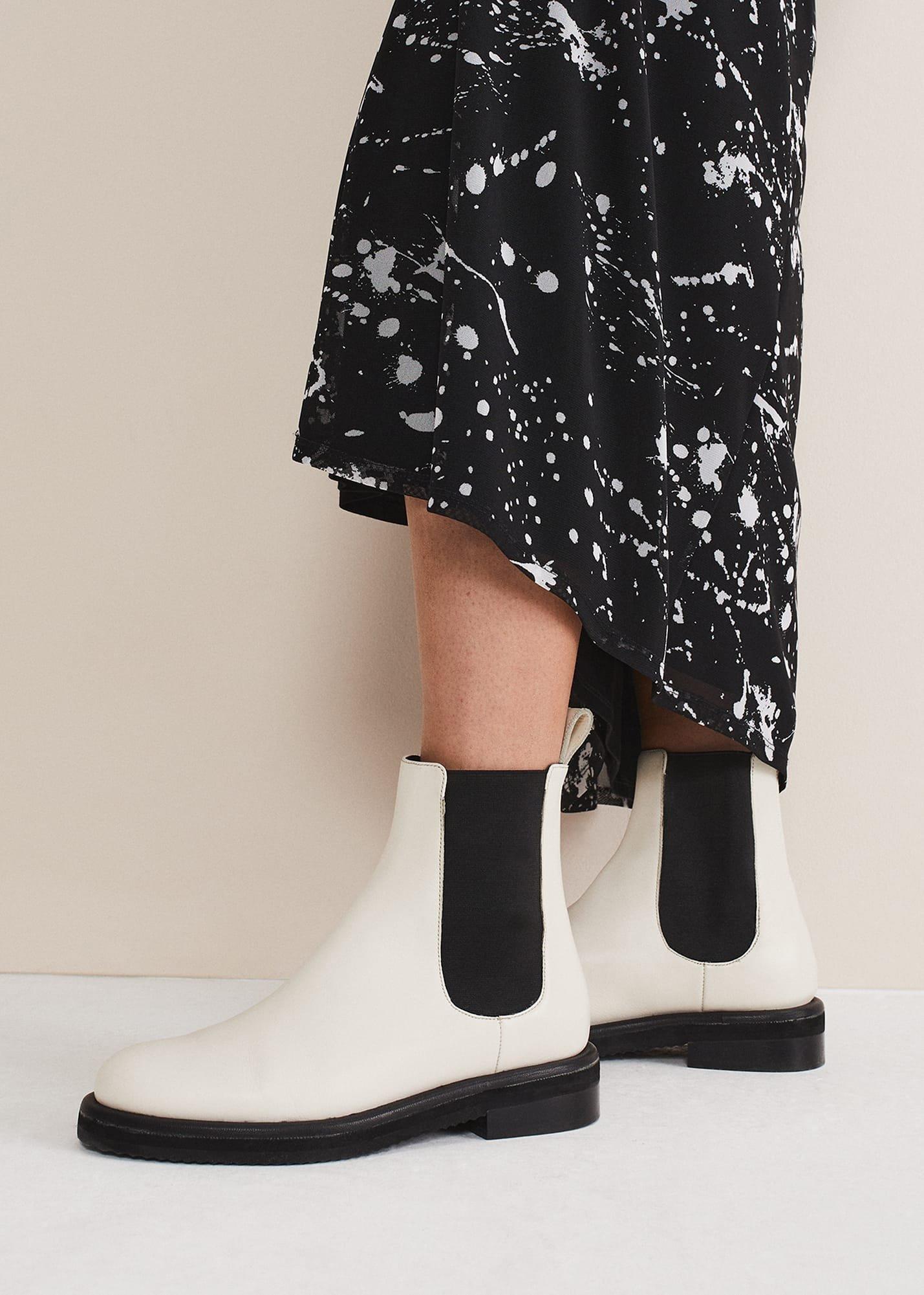 Casual Leather Pull On Ankle Boots