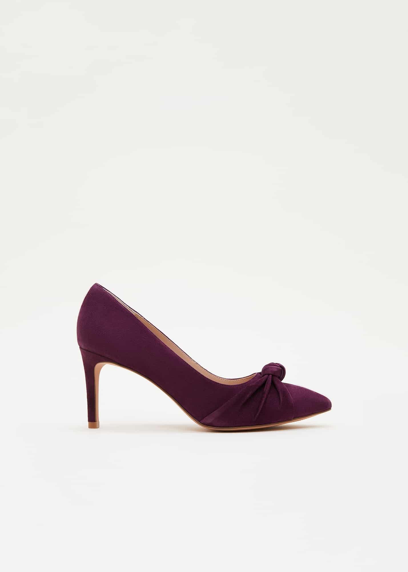 Knot Front Suede Court Shoe