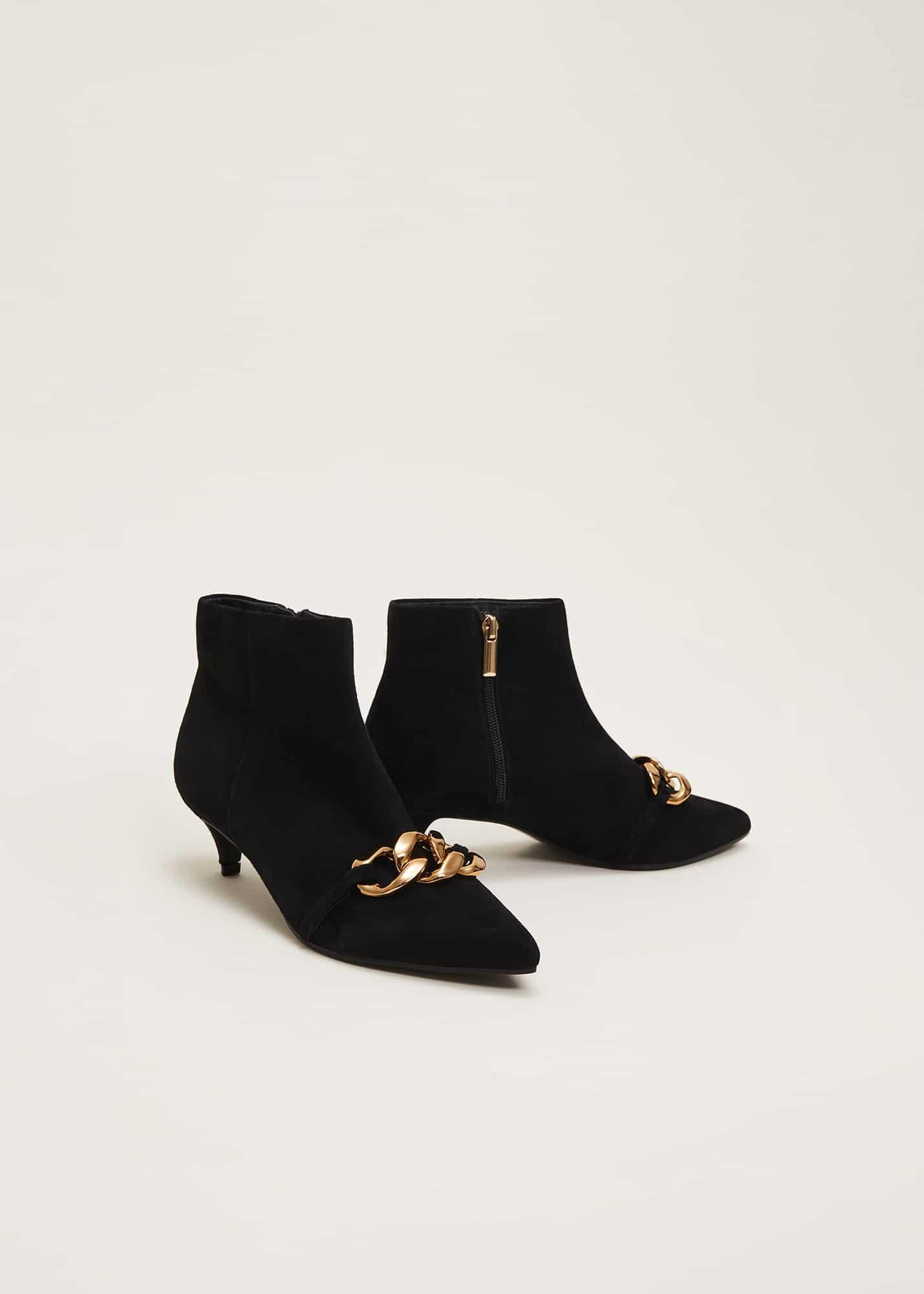 Chain Front Kitten Heel Boot