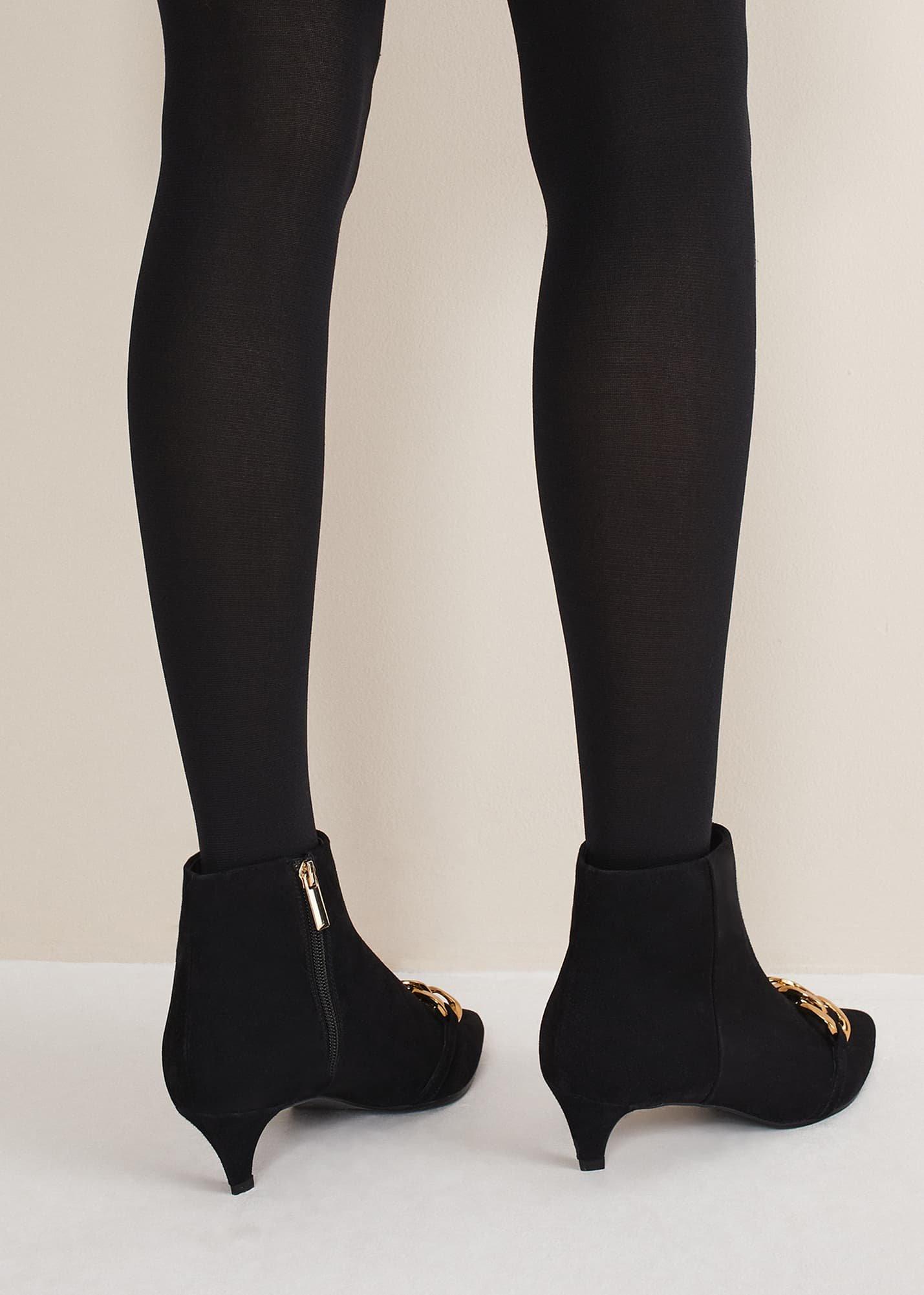 Chain Front Kitten Heel Boot