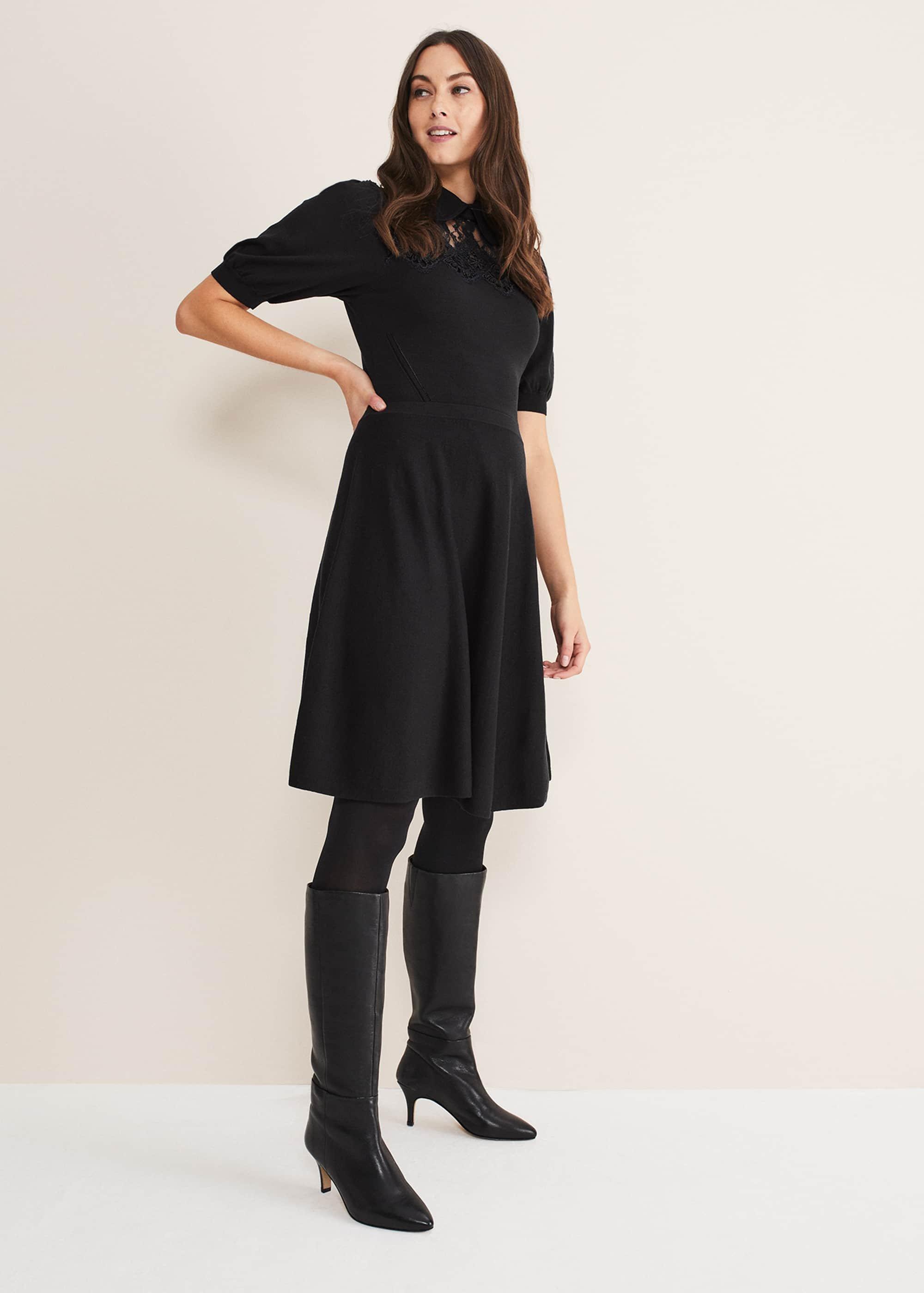 Leather Panelled Knee High Boot