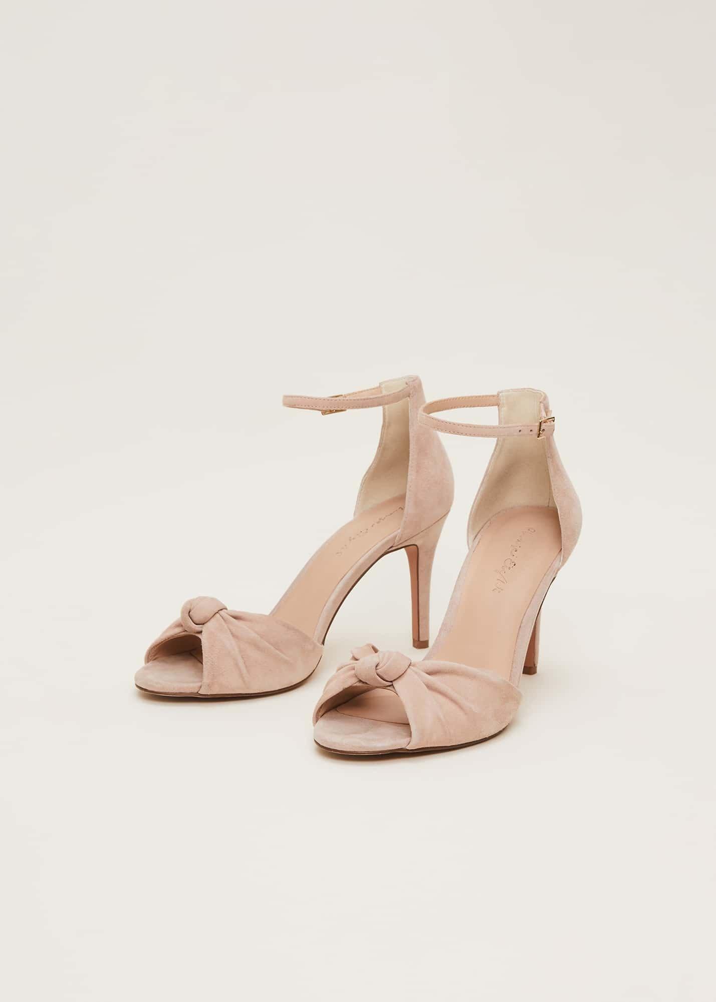 Nude Suede Open Toe Heels