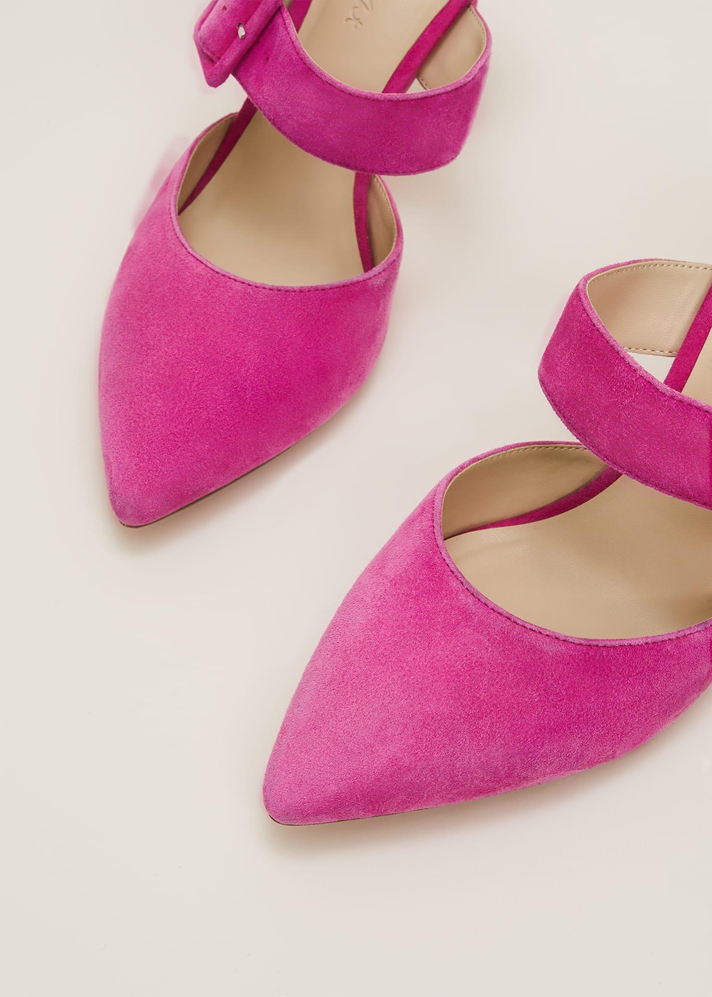 Suede Buckle Backless Heel