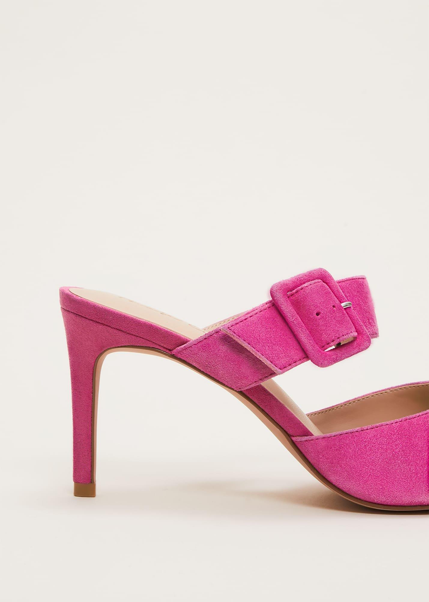 Suede Buckle Backless Heel