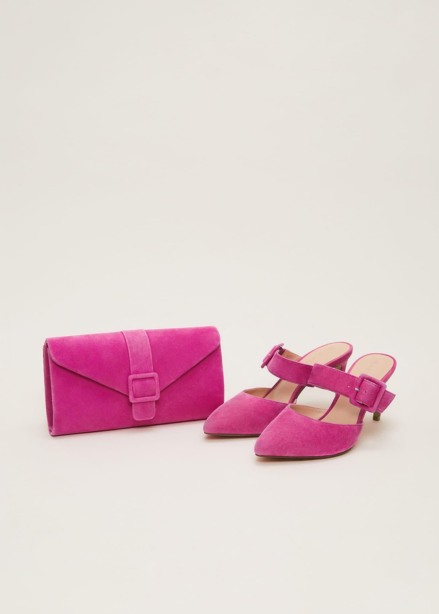 Suede Buckle Backless Heel