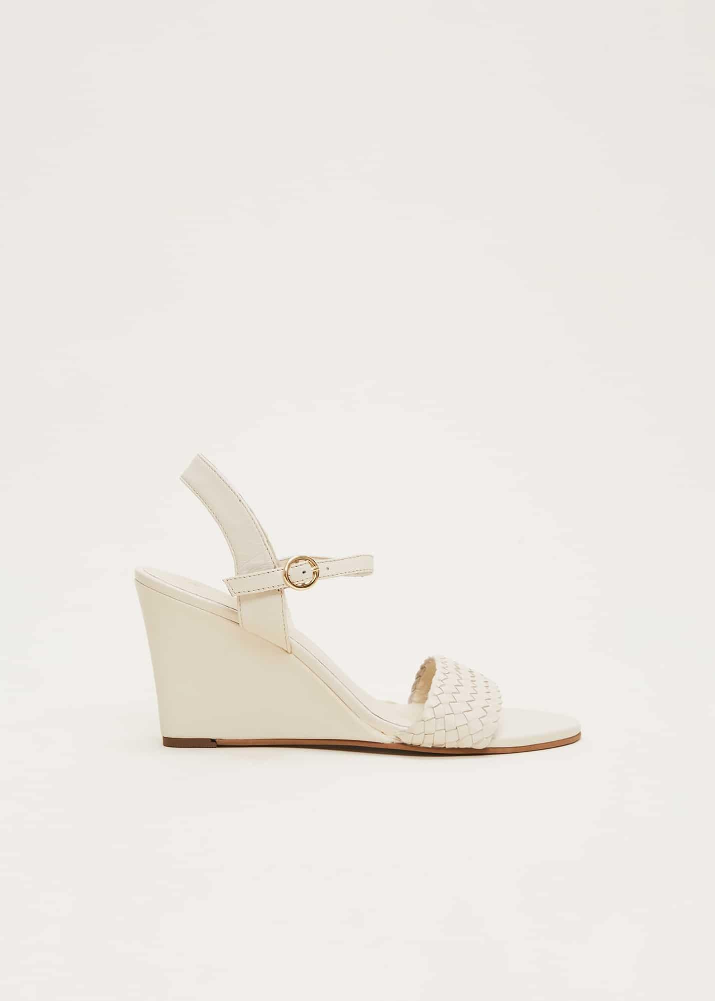 Leather Plait Strap Wedge Shoe