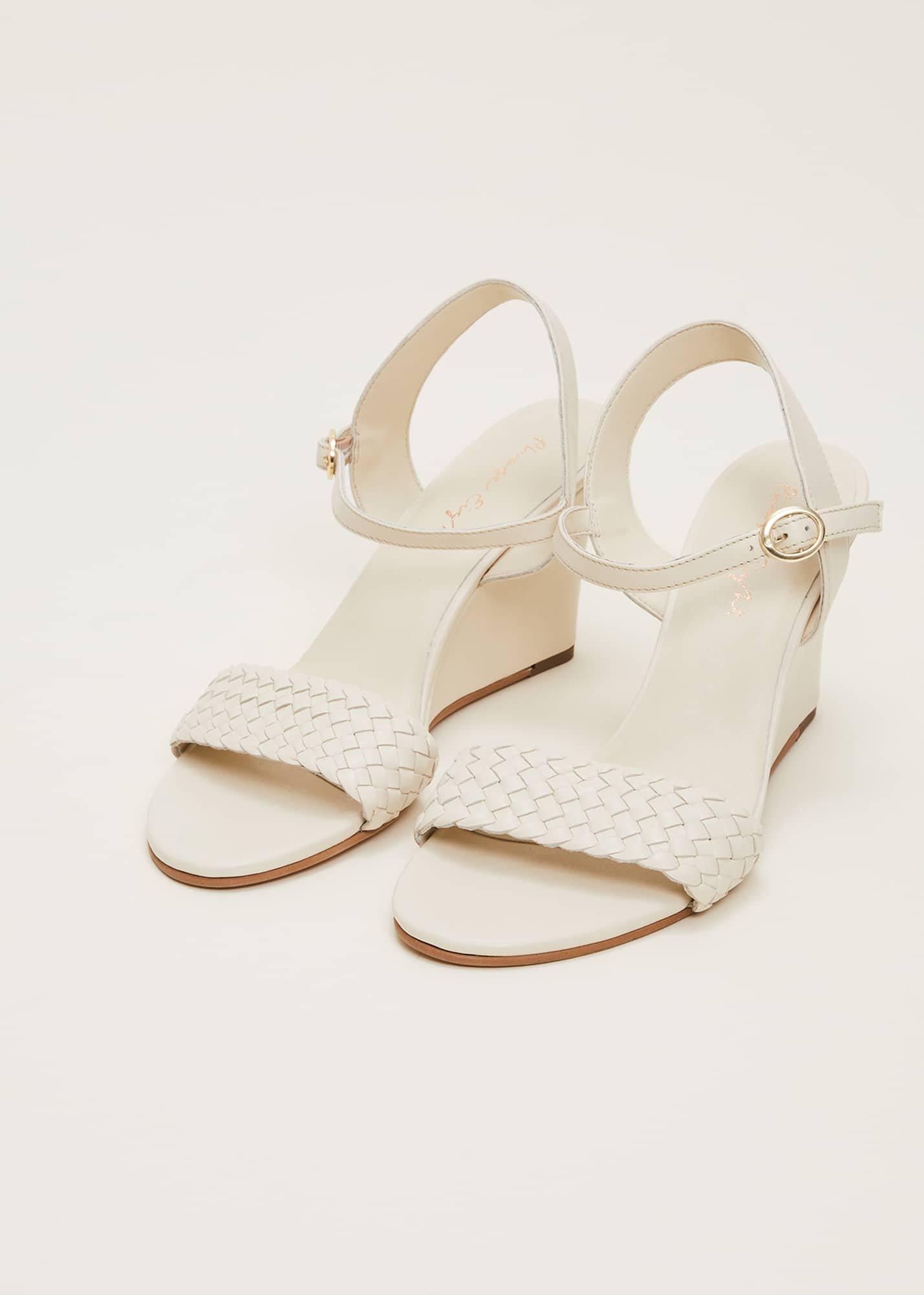 Leather Plait Strap Wedge Shoe
