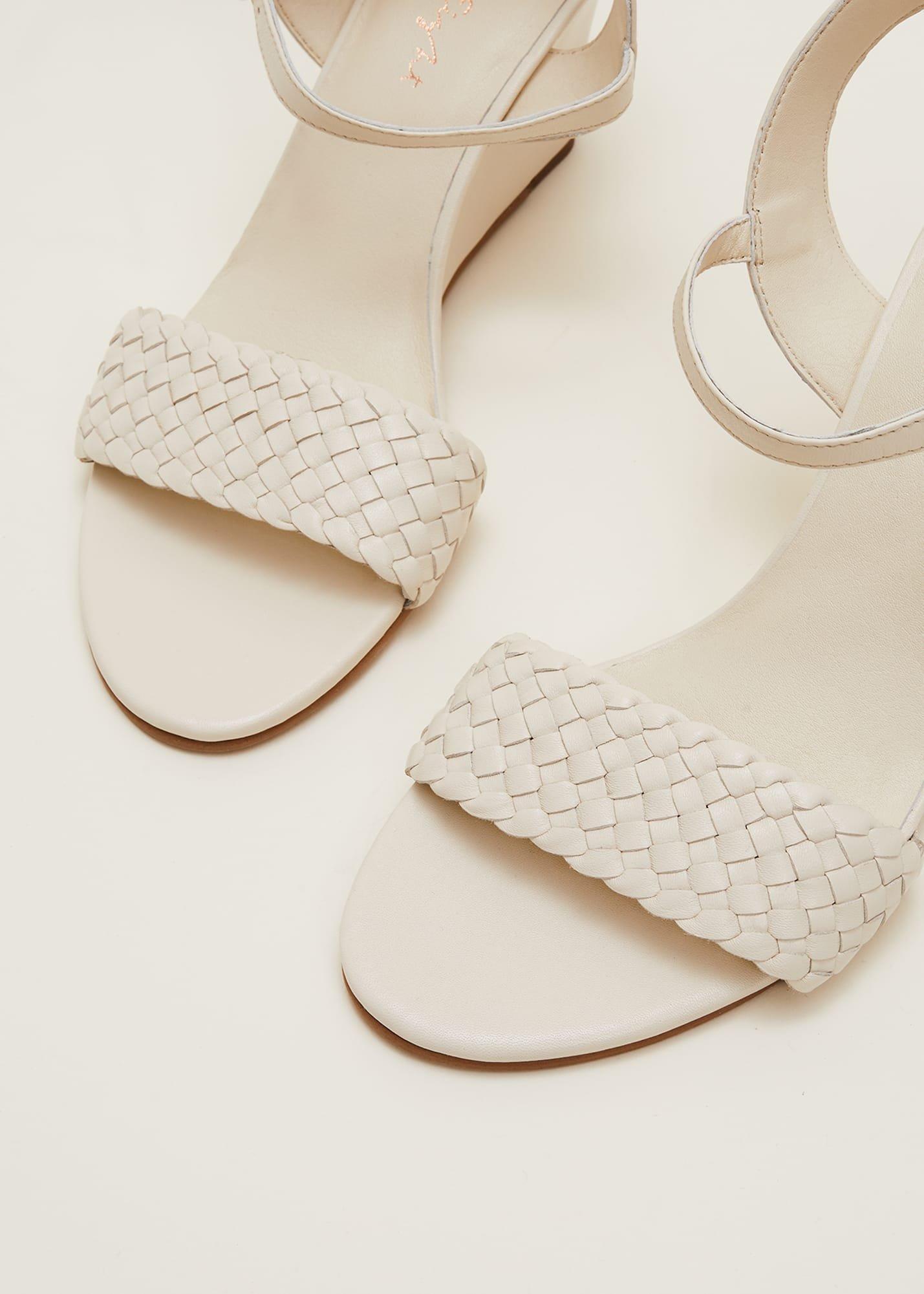 Leather Plait Strap Wedge Shoe