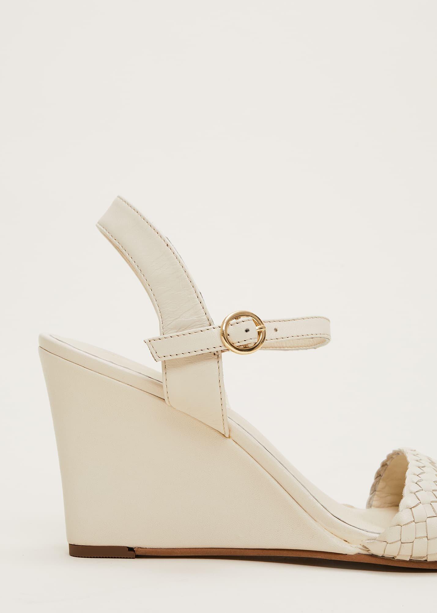 Leather Plait Strap Wedge Shoe