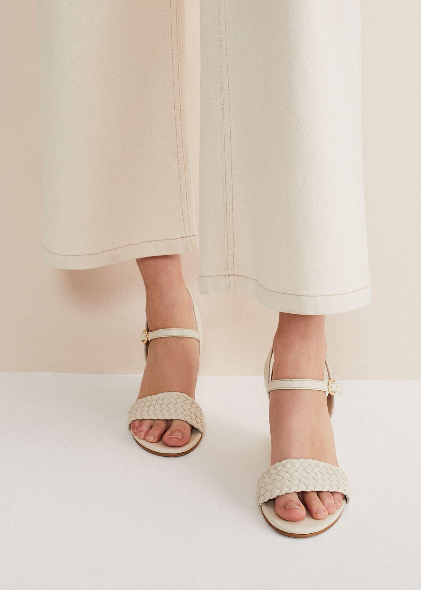 Leather Plait Strap Wedge Shoe