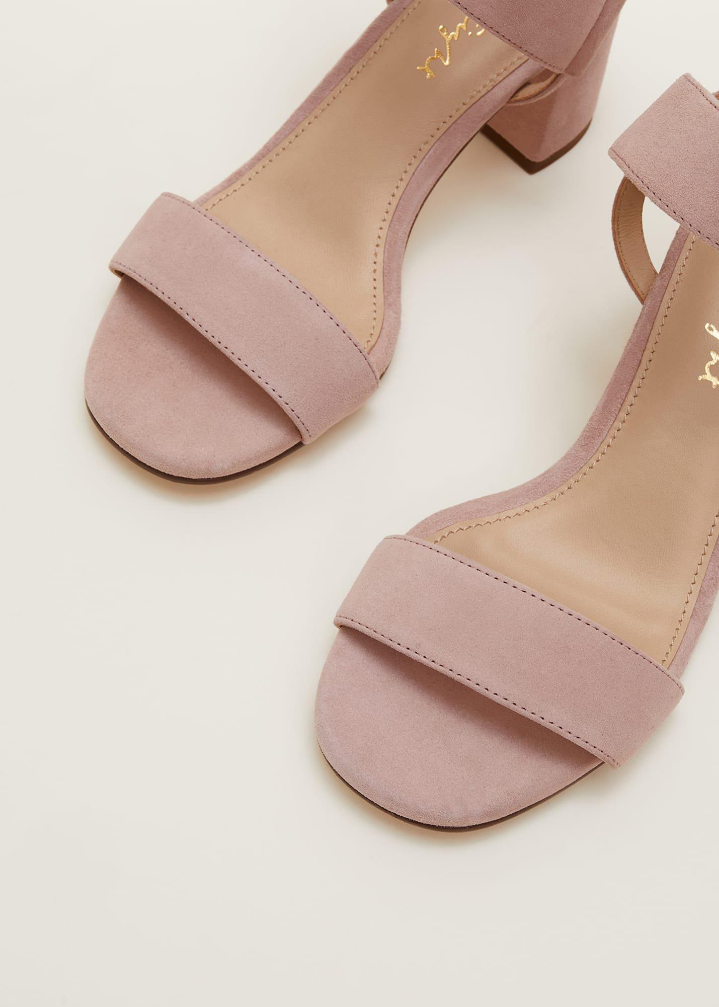 Suede Buckle Heeled Sandals