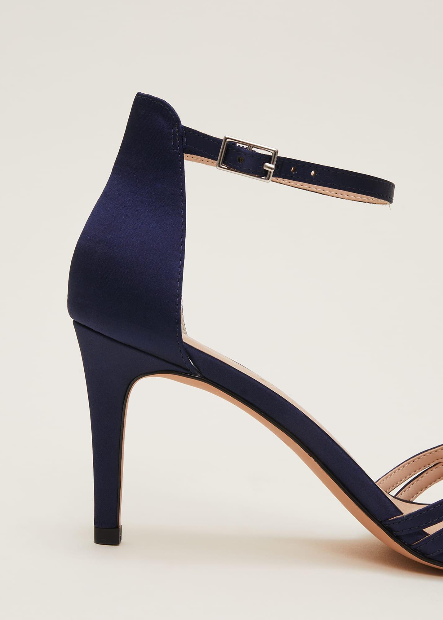 Satin Strappy Heeled Sandals