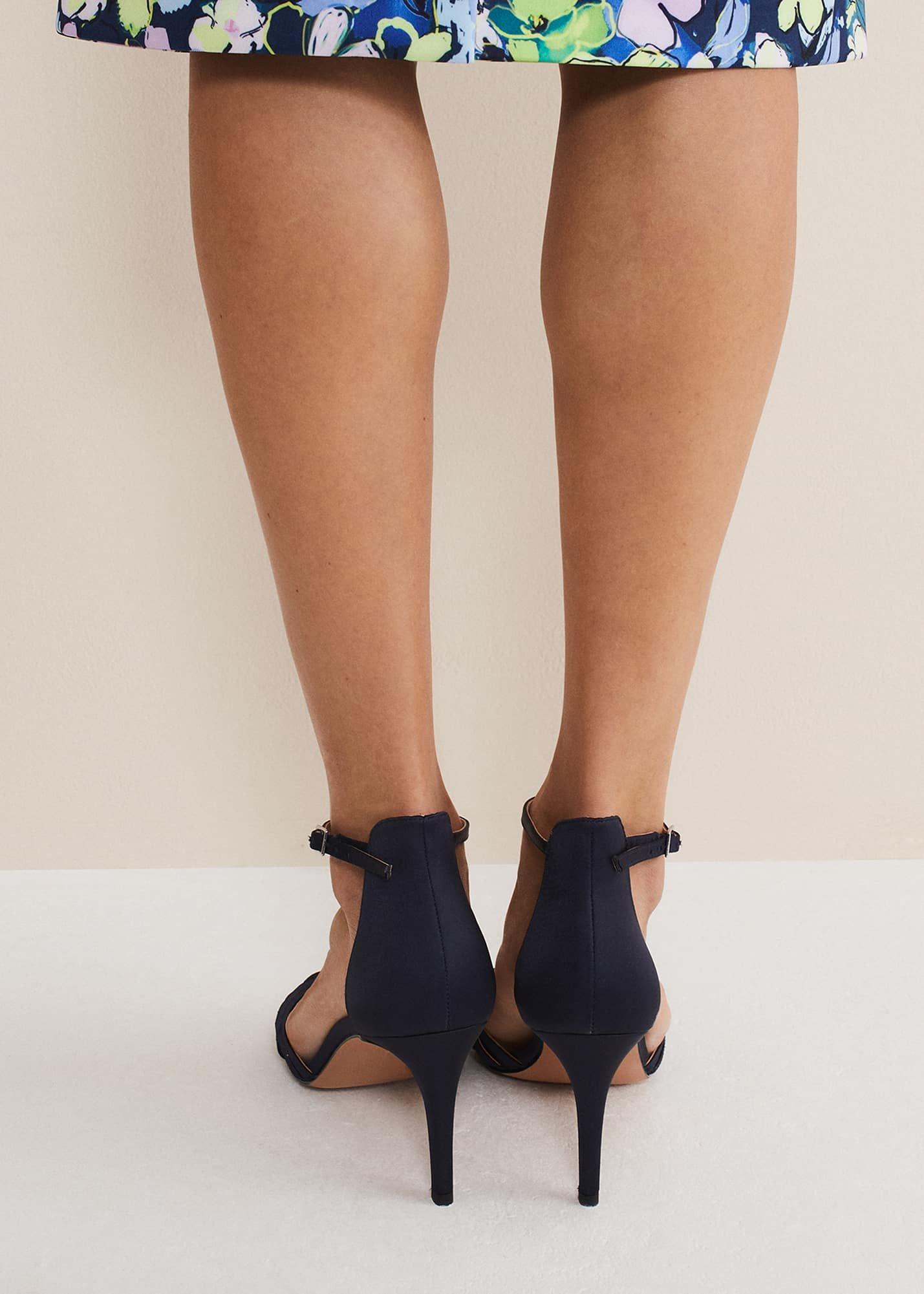 Satin Strappy Heeled Sandals