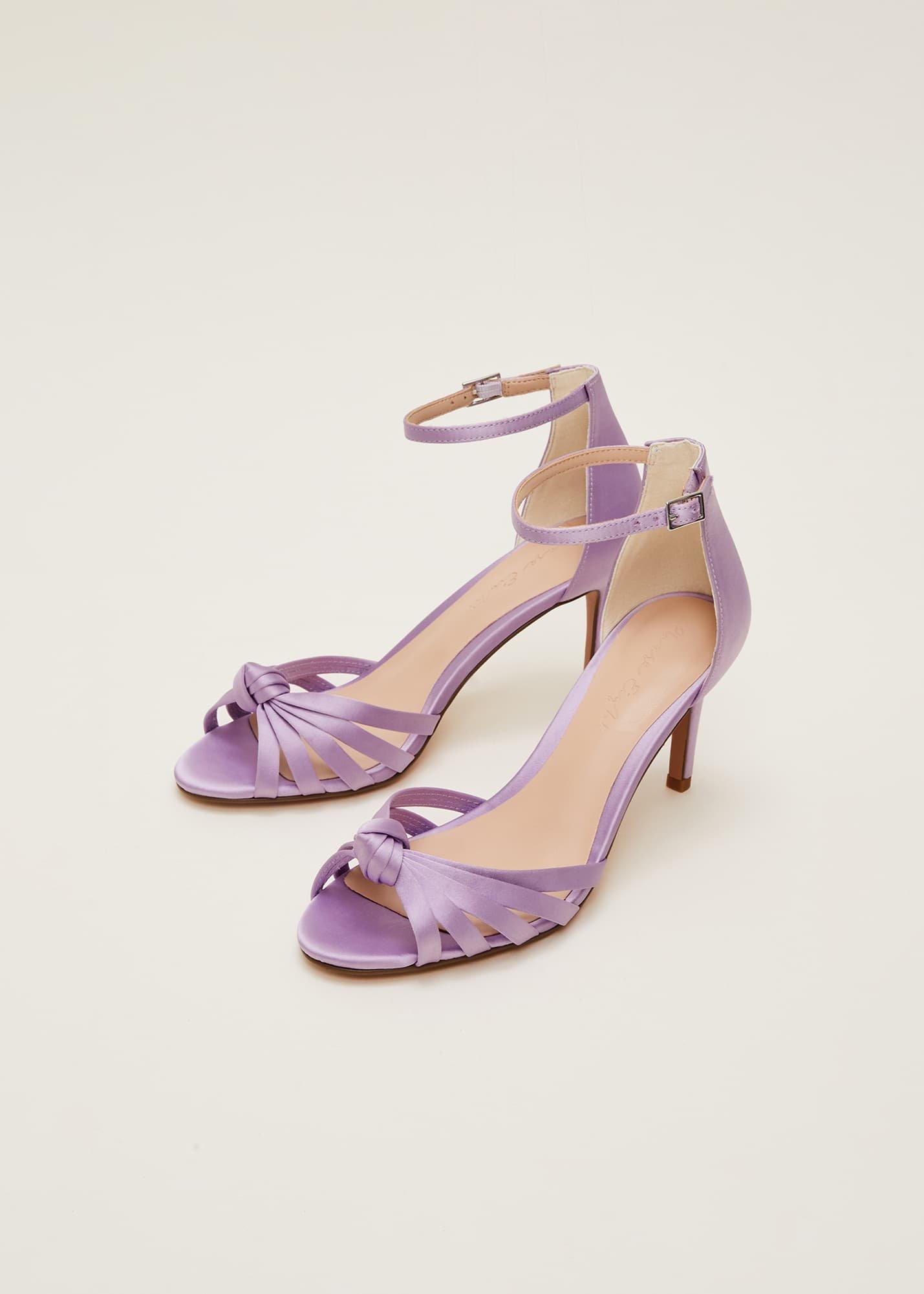 Purple Satin Open Toe Heels