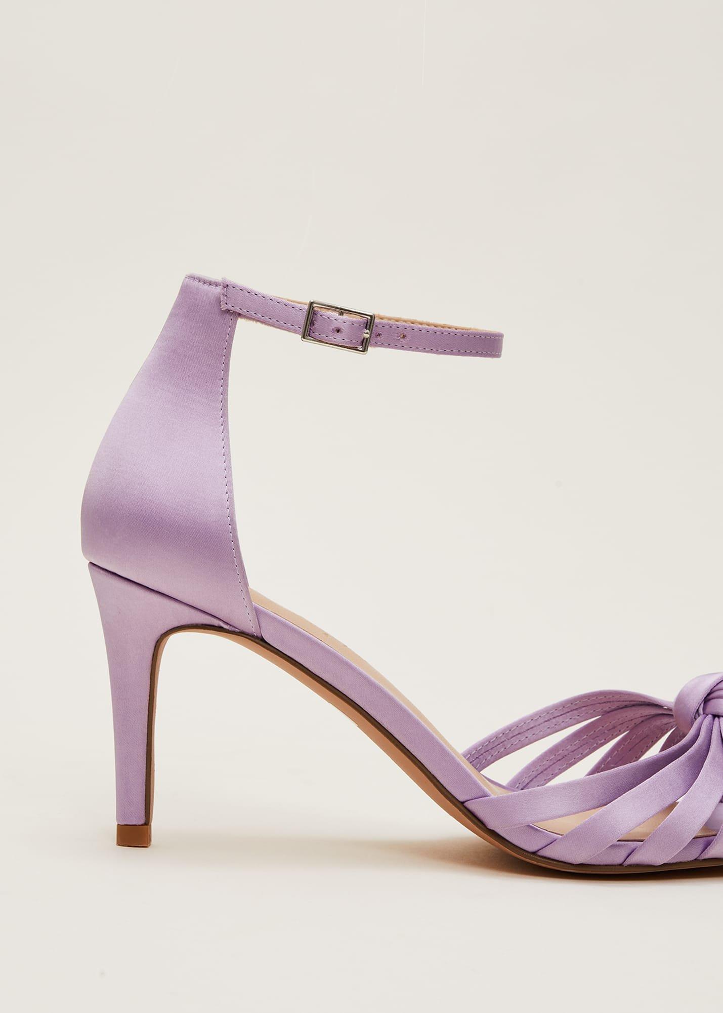 Purple Satin Open Toe Heels