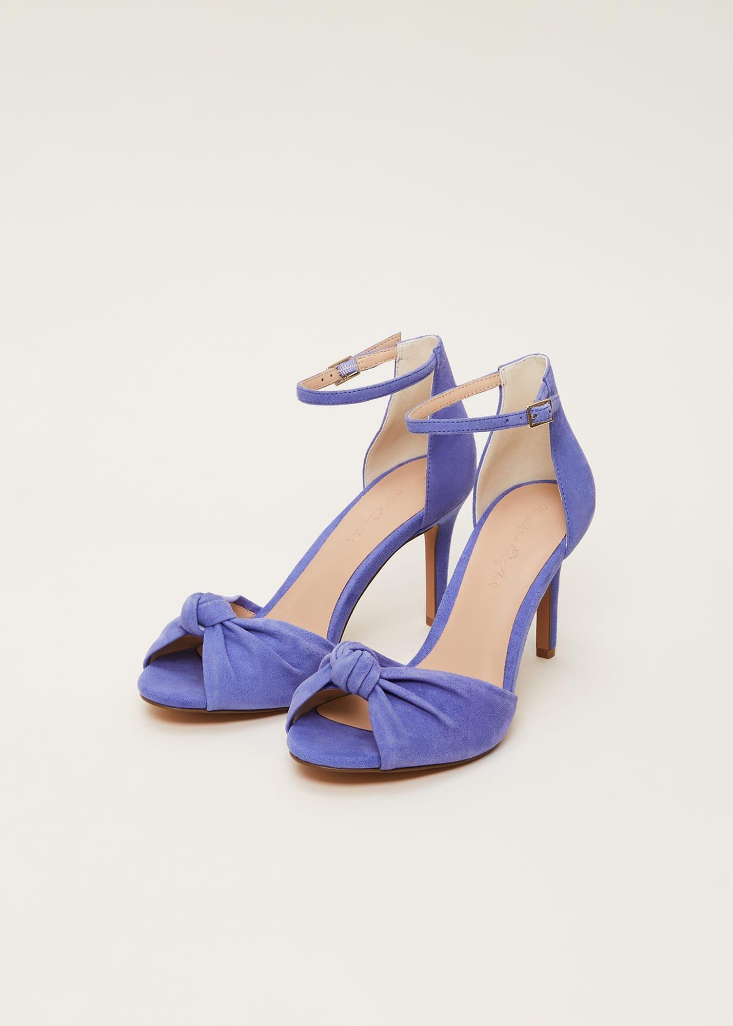 Blue Suede Open Toe Heels