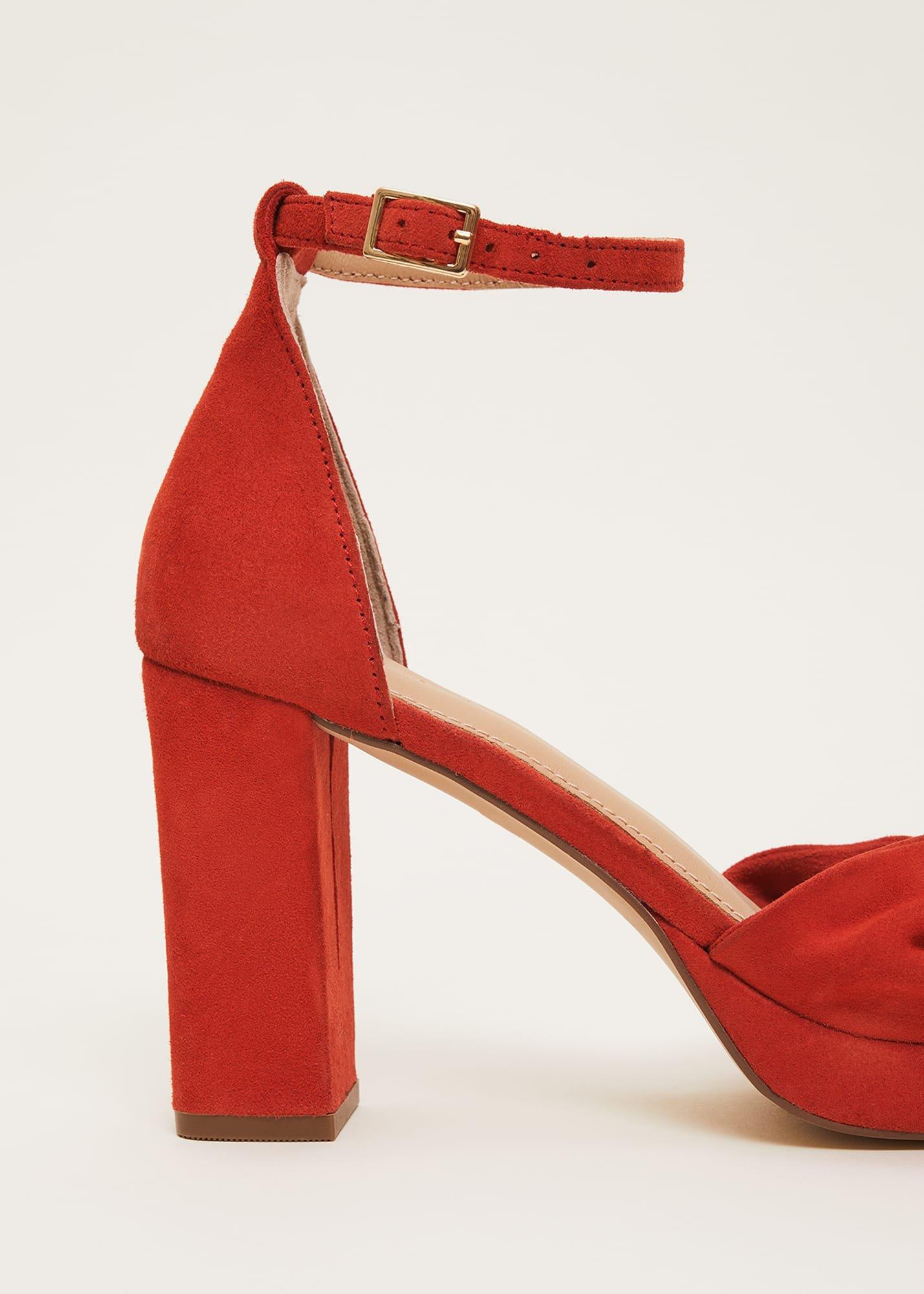 Red Suede Open Toe Heels