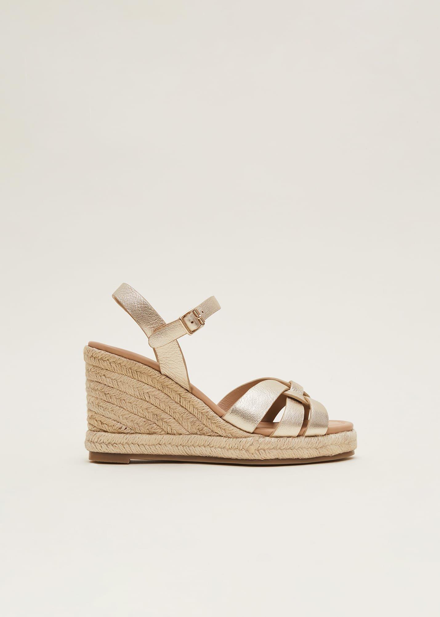 Leather Wedge Espadrilles