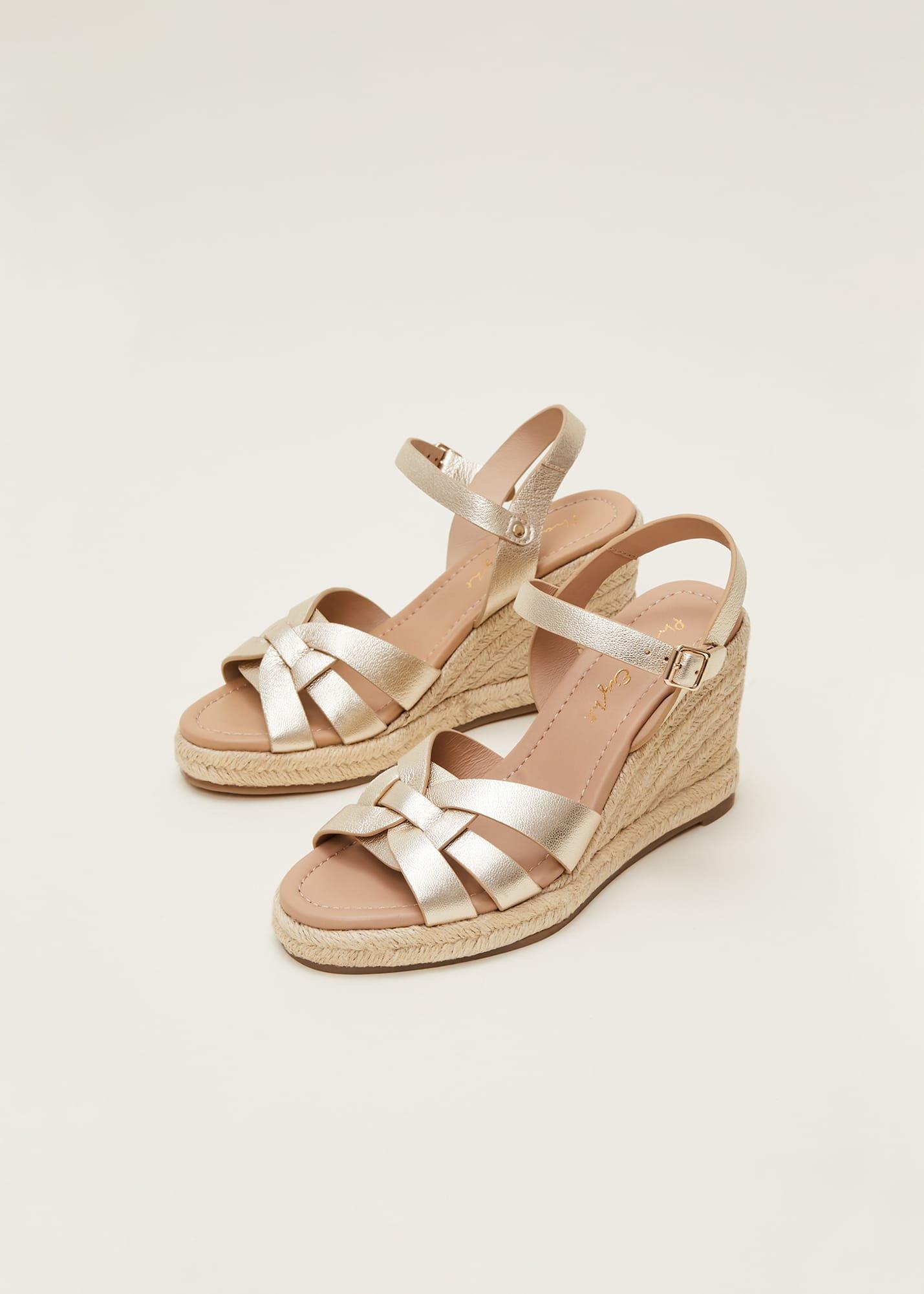 Leather Wedge Espadrilles