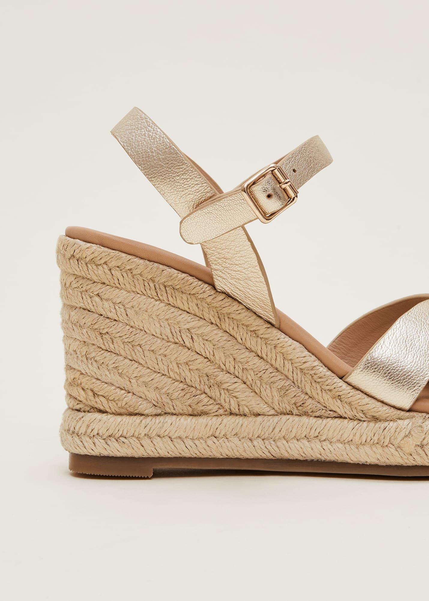 Leather Wedge Espadrilles