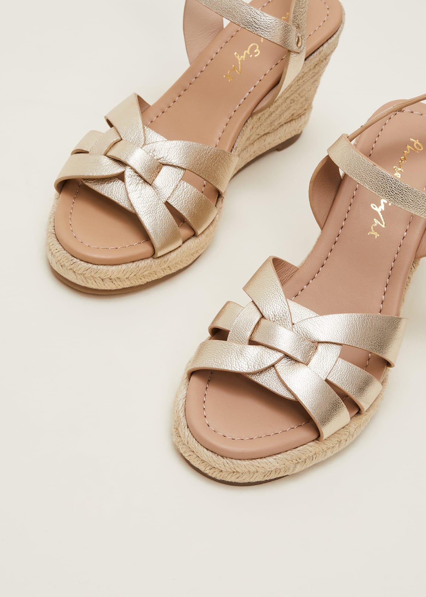 Leather Wedge Espadrilles