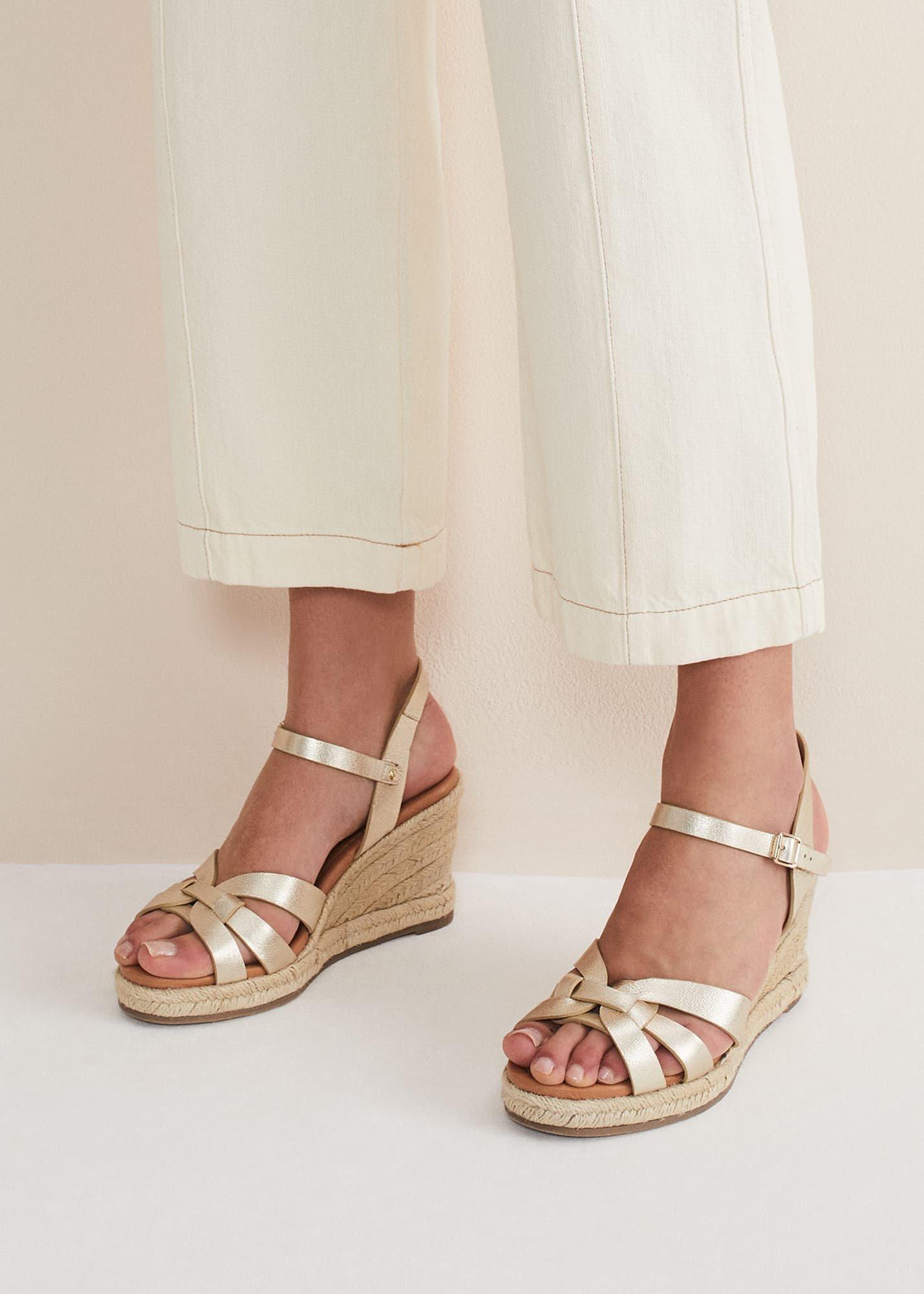 Leather Wedge Espadrilles