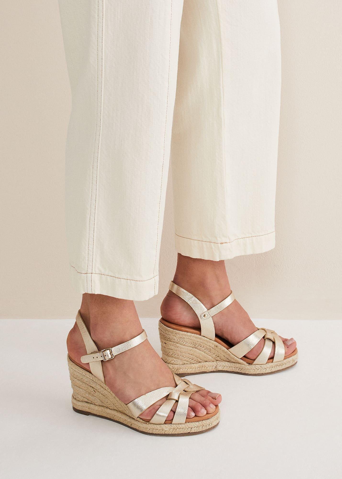 Leather Wedge Espadrilles