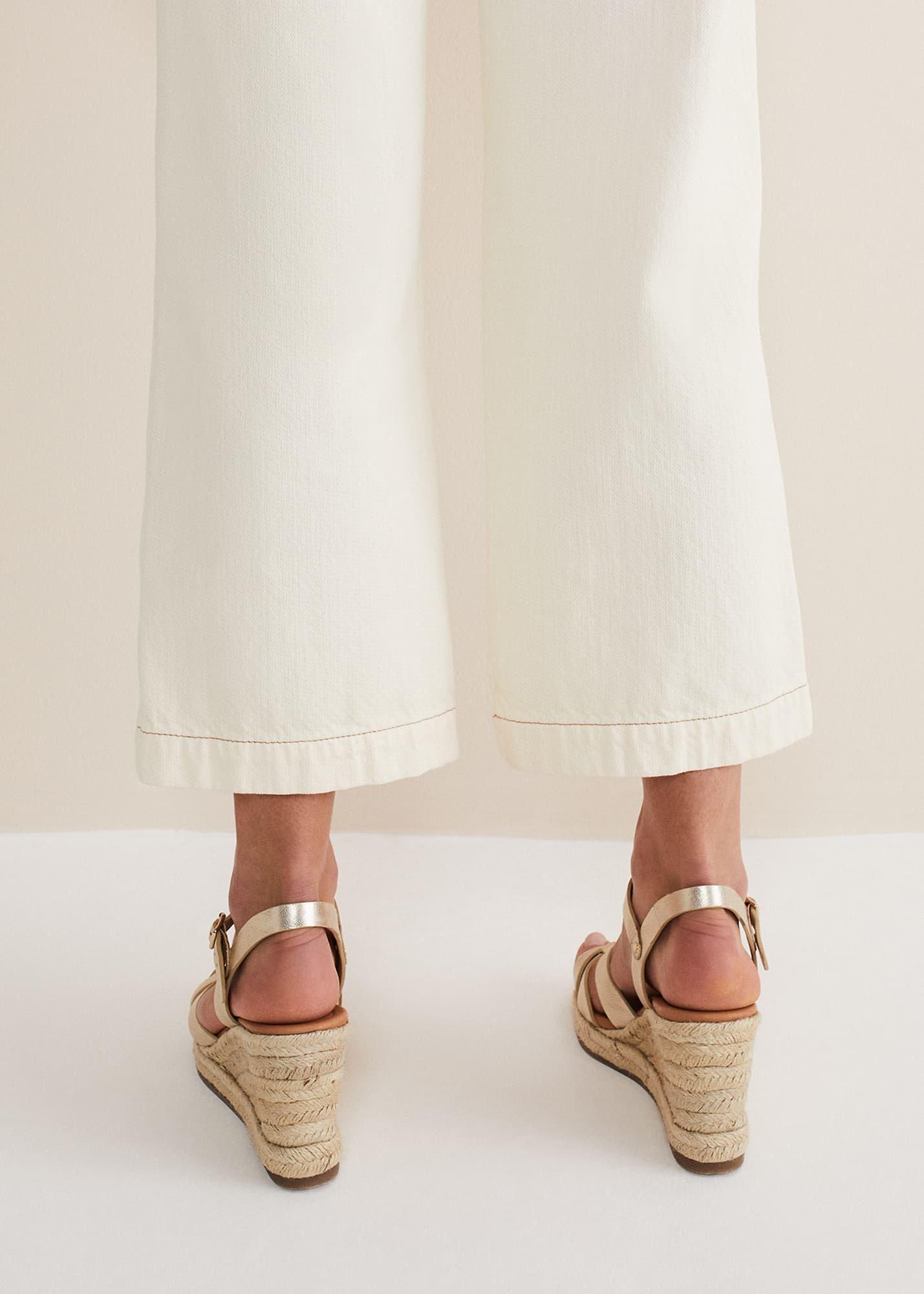 Leather Wedge Espadrilles