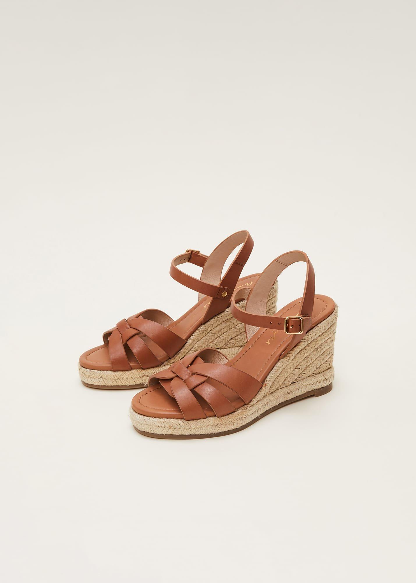Leather Multi Strap Wedge Espadrille