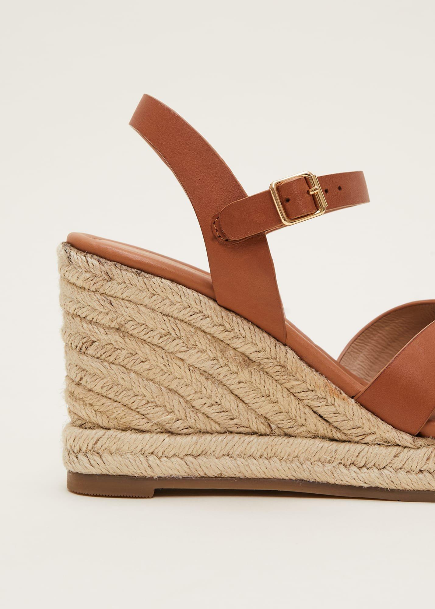 Leather Multi Strap Wedge Espadrille