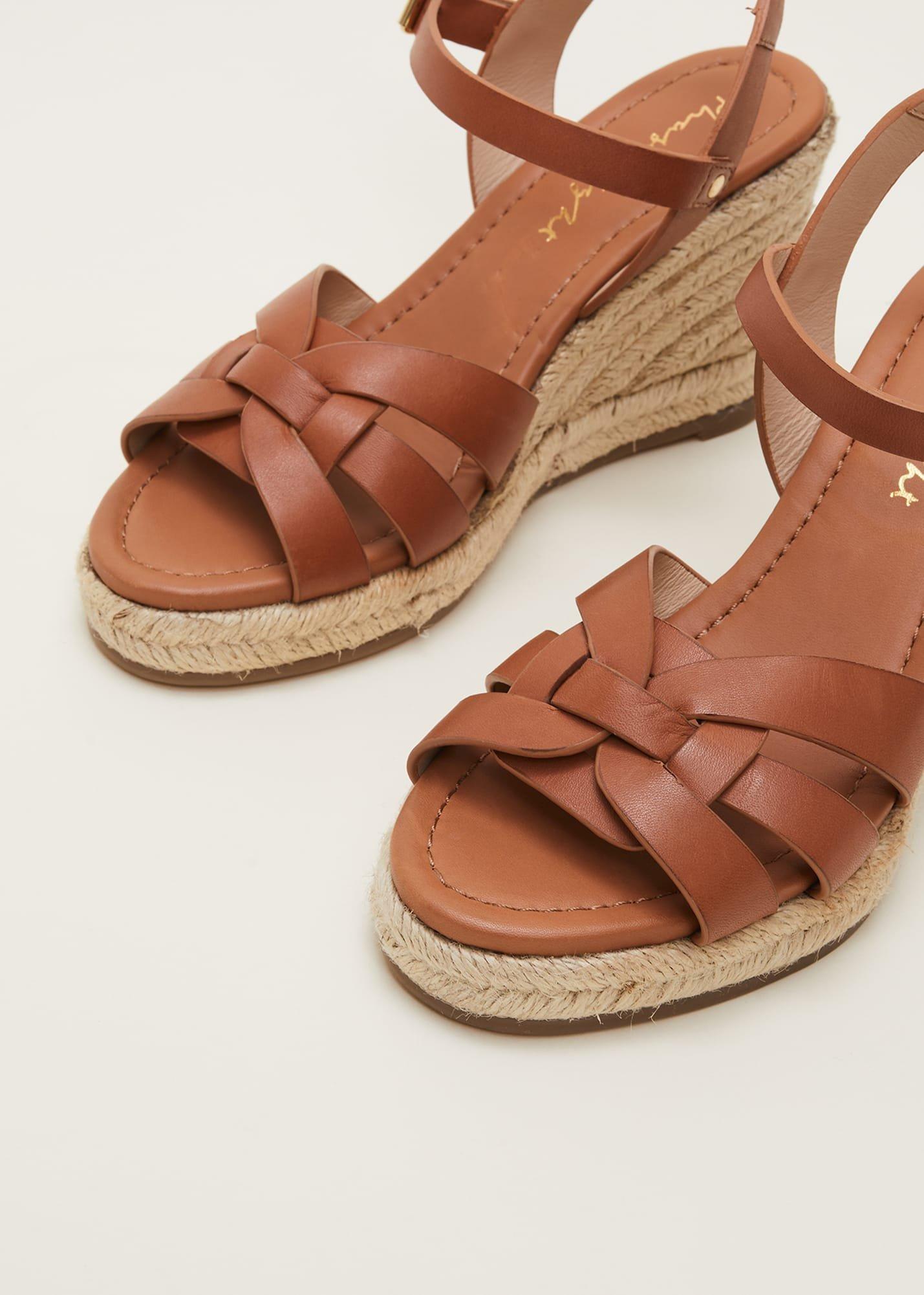 Leather Multi Strap Wedge Espadrille