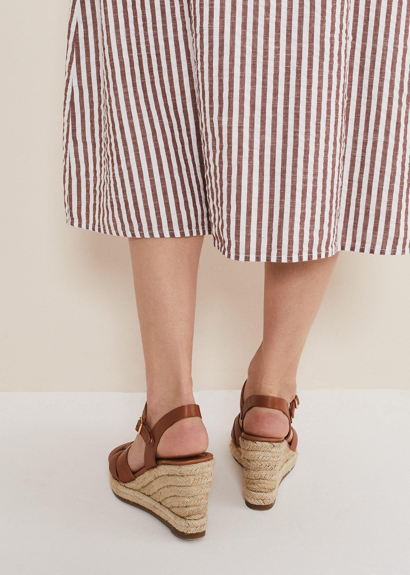 Leather Multi Strap Wedge Espadrille
