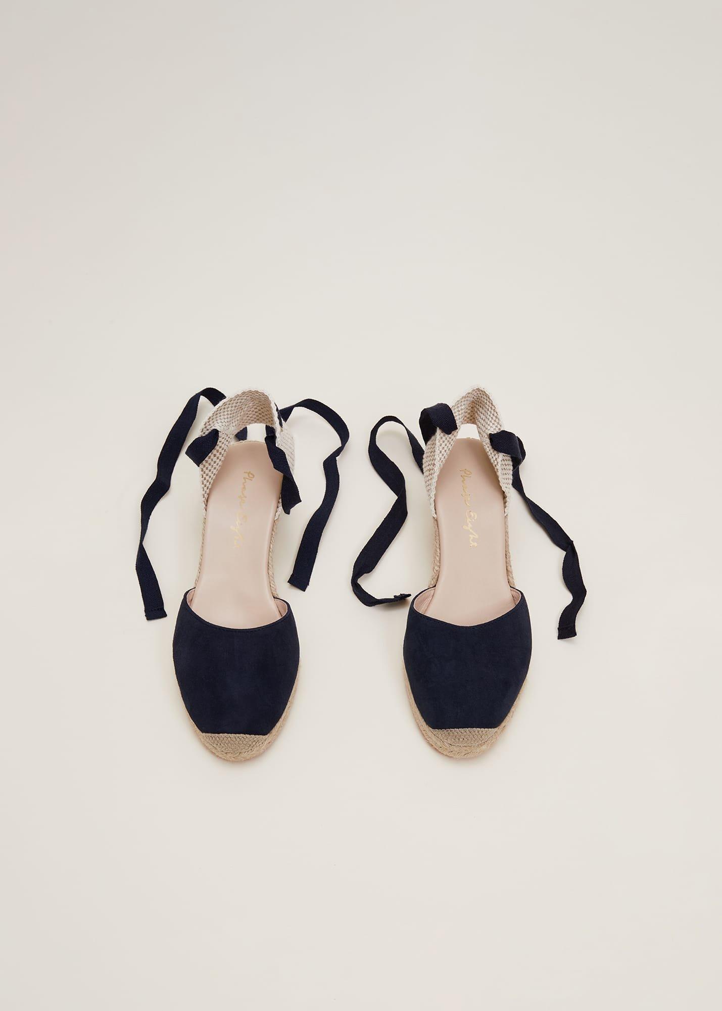 Suede Ankle Tie Espadrille Shoe