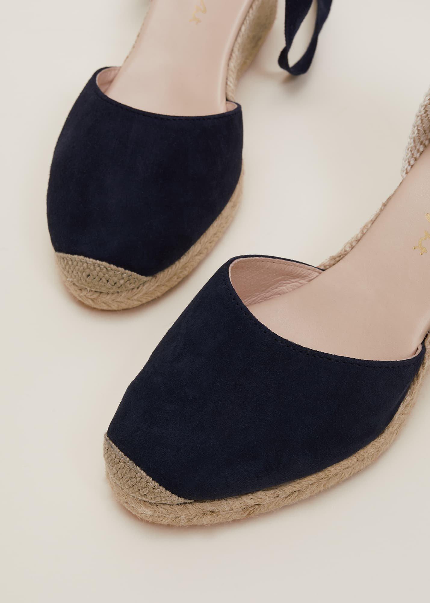 Suede Ankle Tie Espadrille Shoe