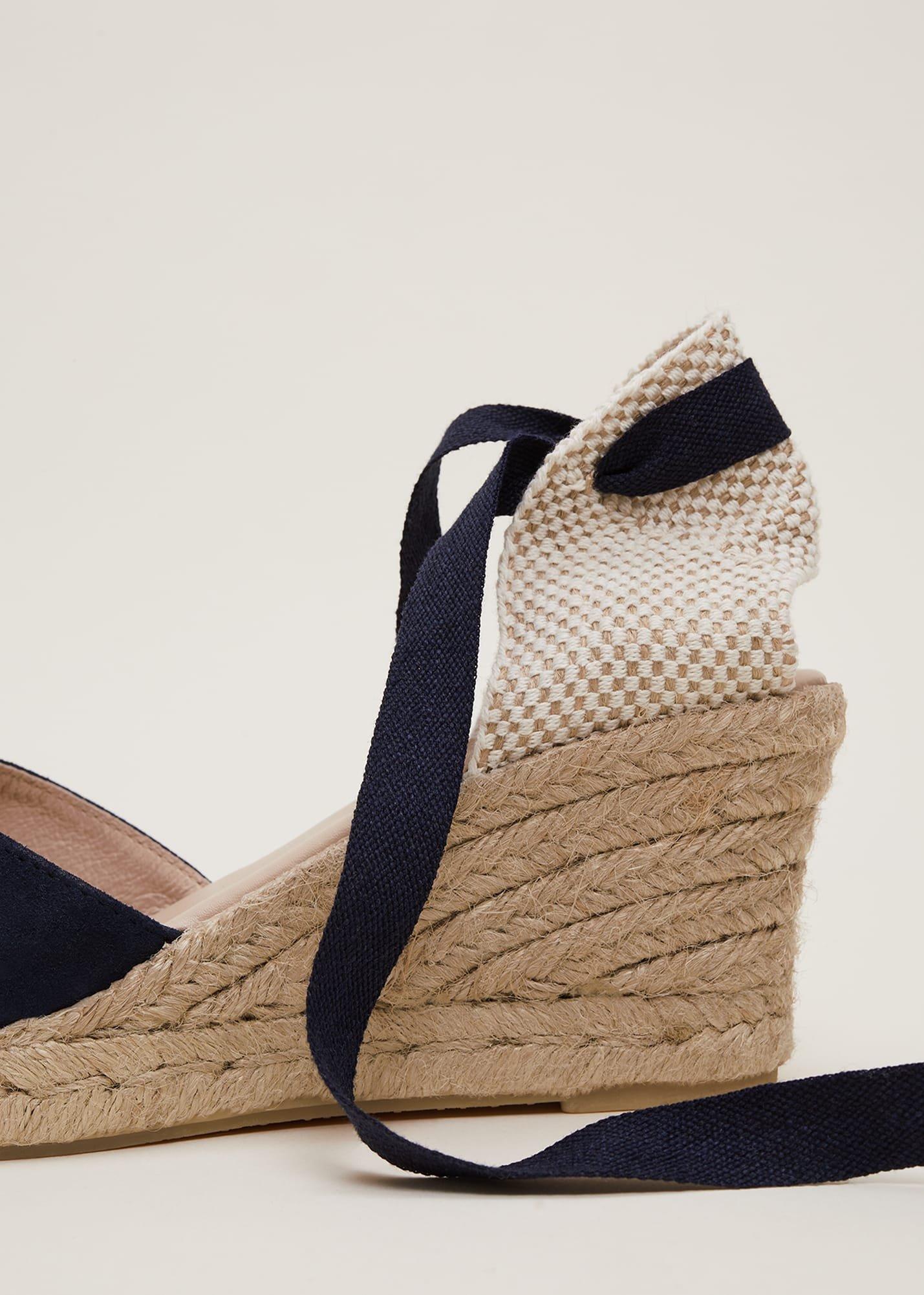 Suede Ankle Tie Espadrille Shoe