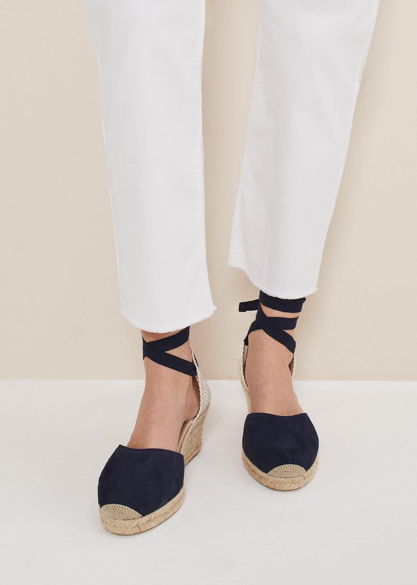 Suede Ankle Tie Espadrille Shoe