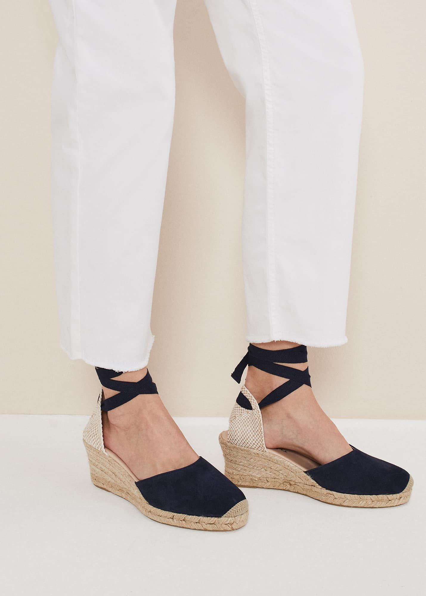 Suede Ankle Tie Espadrille Shoe