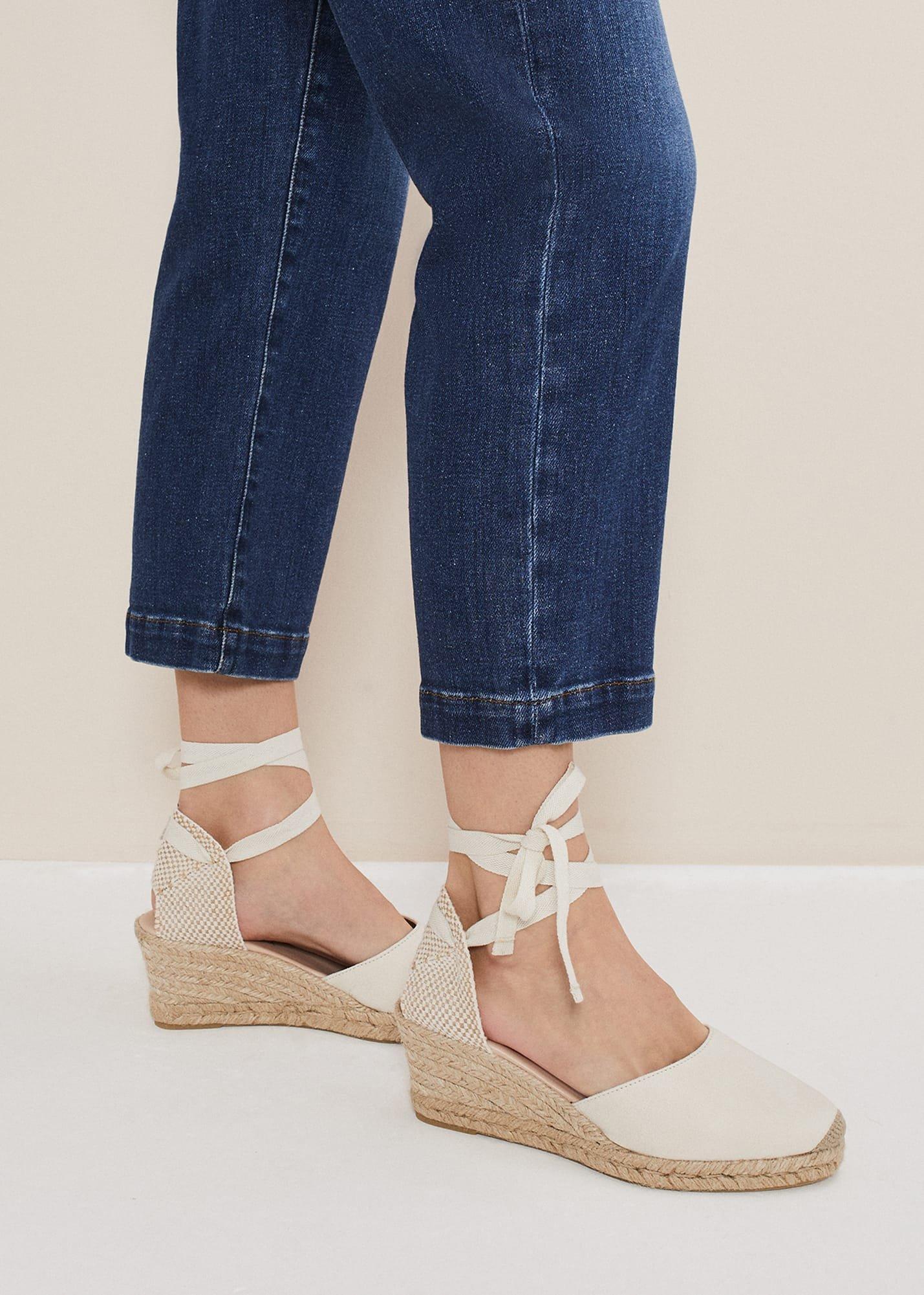 Suede Ankle Tie Espadrille Shoe