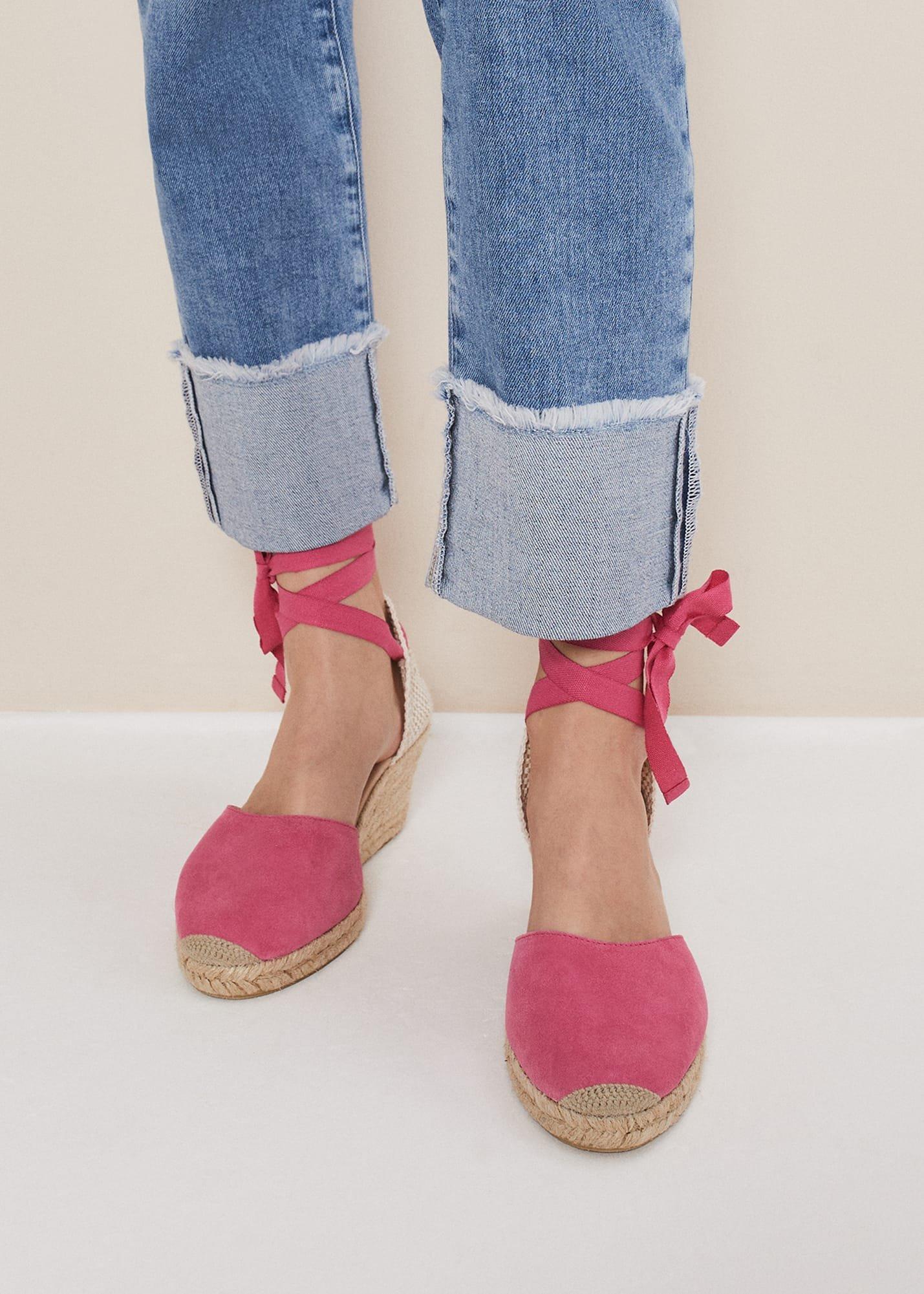 Suede Ankle Tie Espadrille Shoes