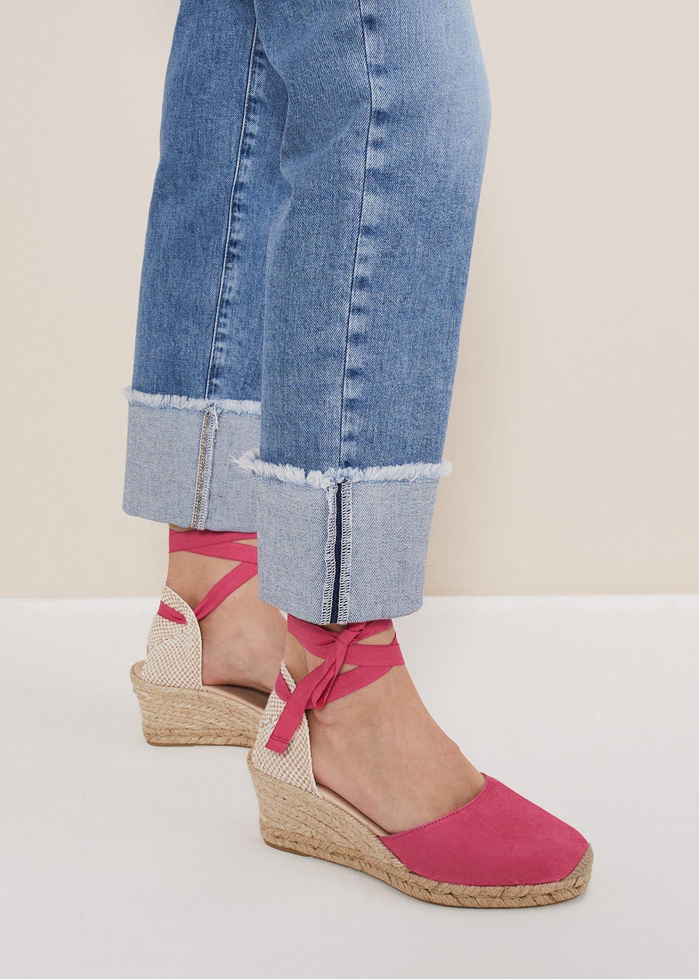 Suede Ankle Tie Espadrille Shoes