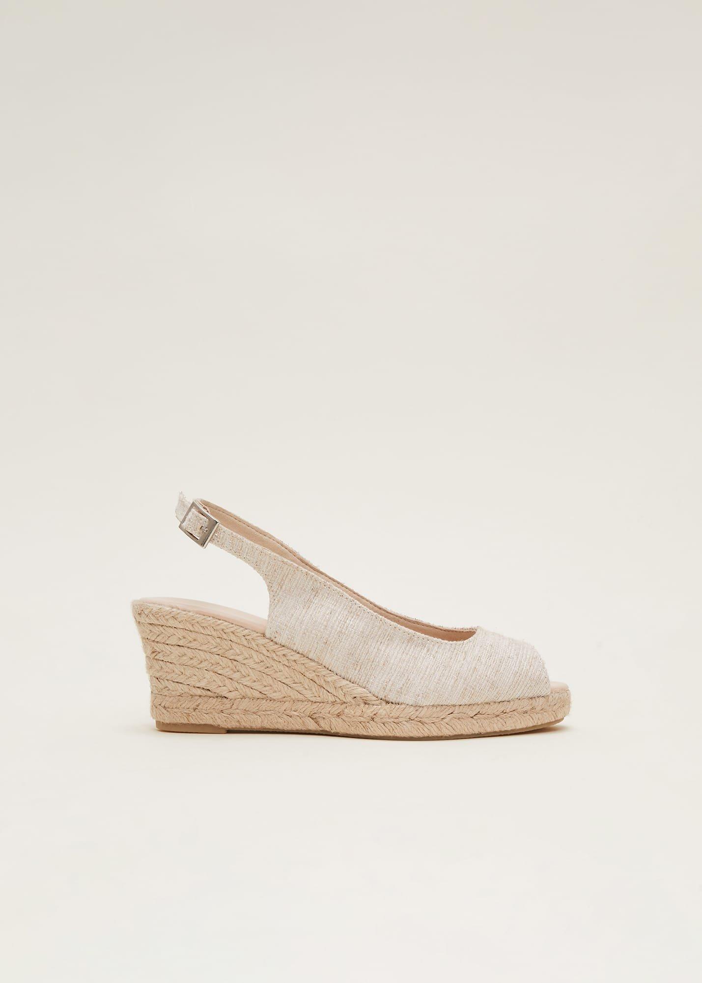 Peeptoe-Espadrilles mit Fersenriemchen