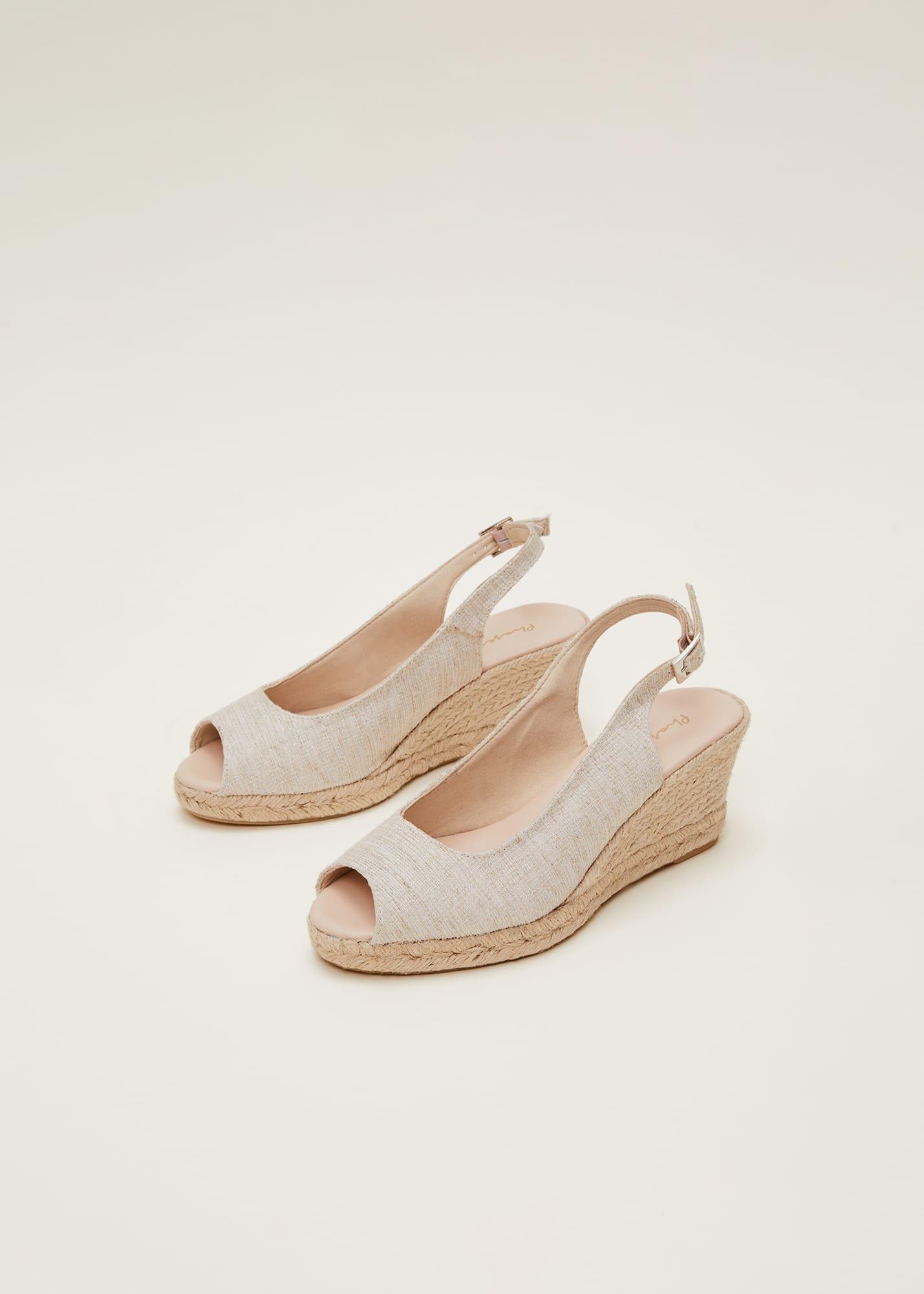 Peeptoe-Espadrilles mit Fersenriemchen