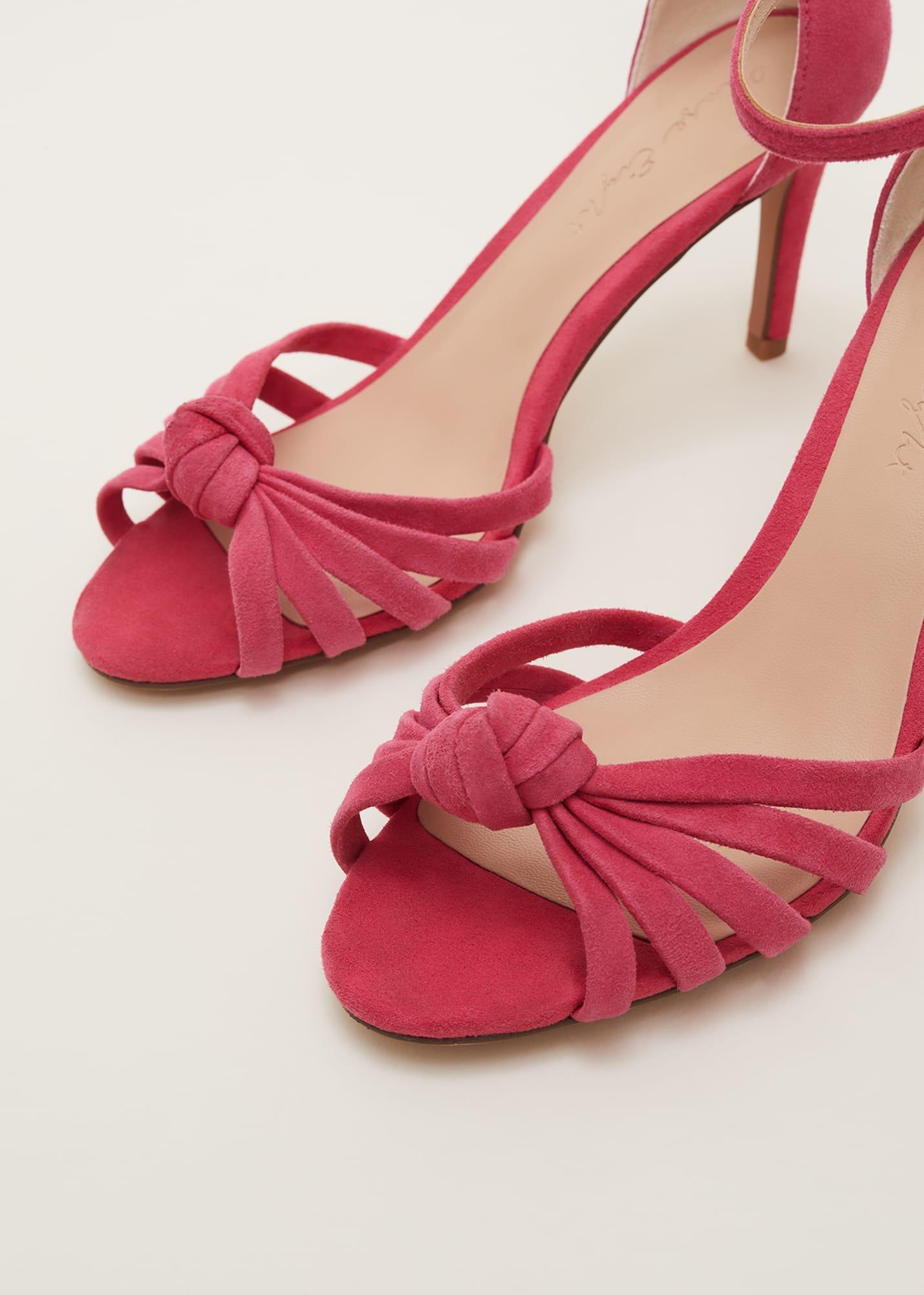 Pink Suede Open Toe Heels