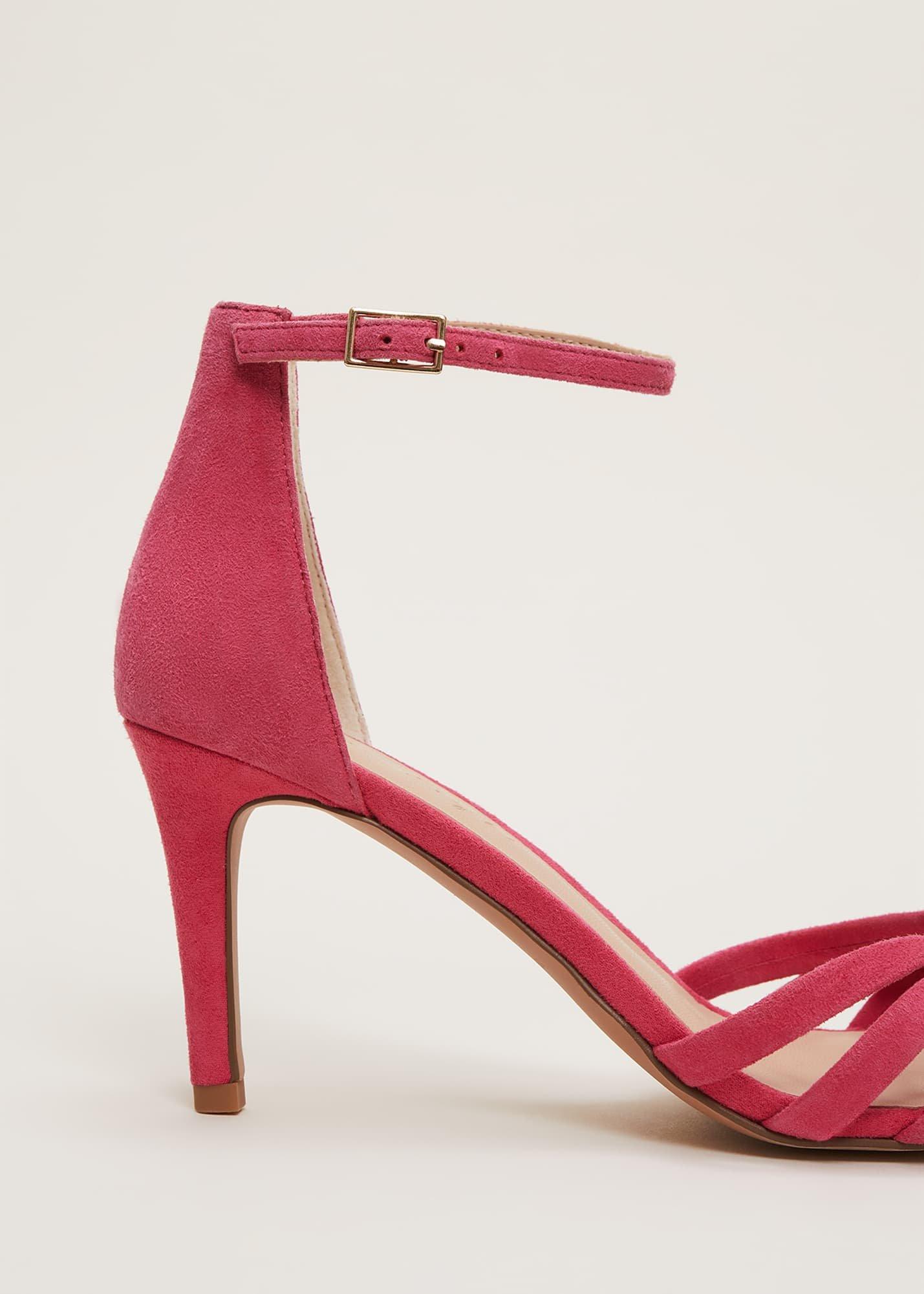 Pink Suede Open Toe Heels
