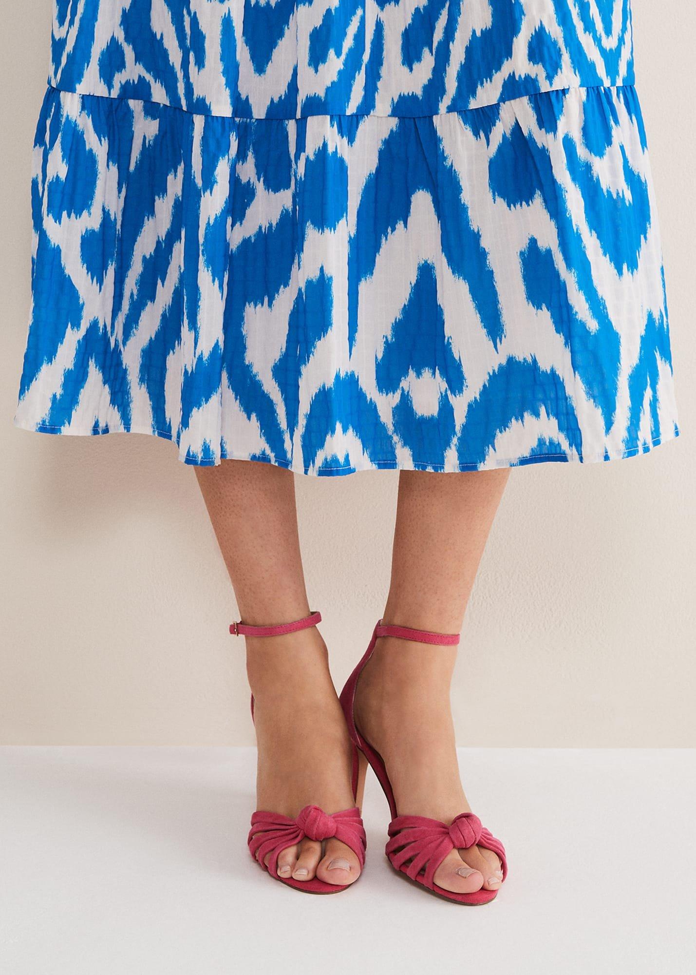 Pink Suede Open Toe Heels