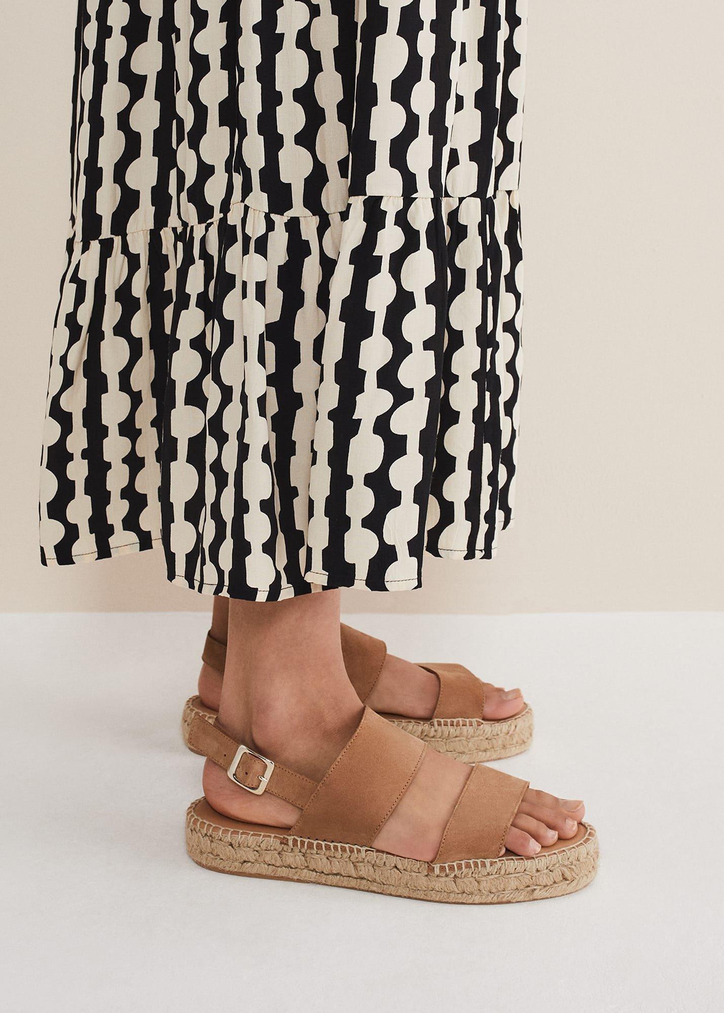 Brown Suede Chunky Sandals